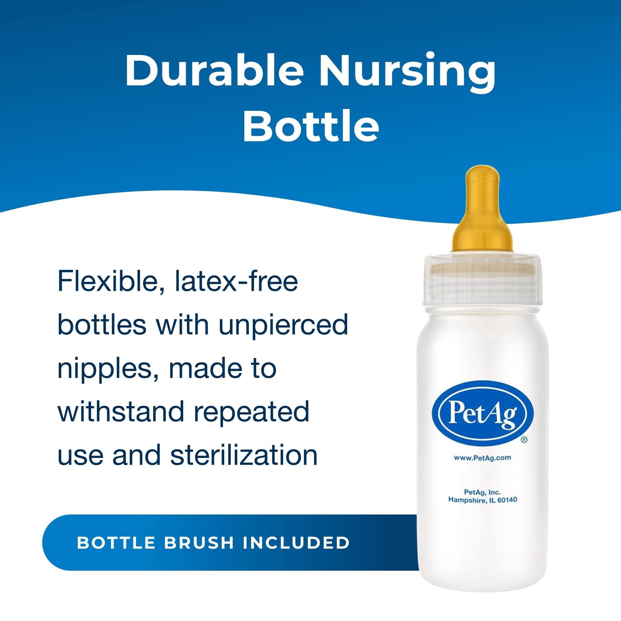 Pet-Ag Nurser Bottle - 4 Oz - Promotes The Natural Feeding Of Liquids - Designed For Larger Animals - Durable & Easy To Clean