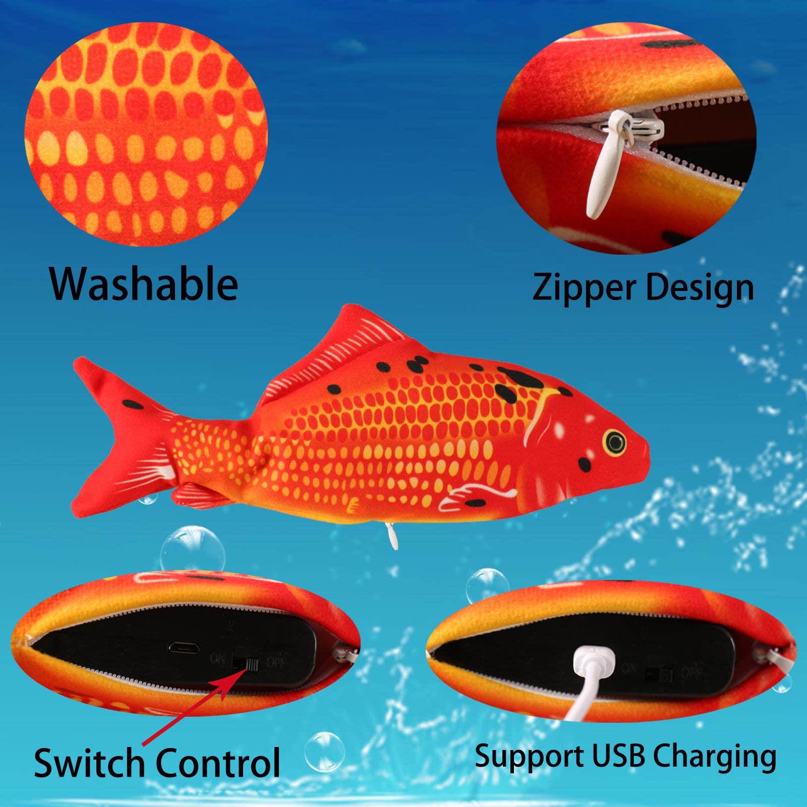 Vaiziq Flopping Fish Electric Moving Dog Fish Cat Toy - Interactive Pet Toys For Dog Exercise, Reducing Stress For Cats And Smal