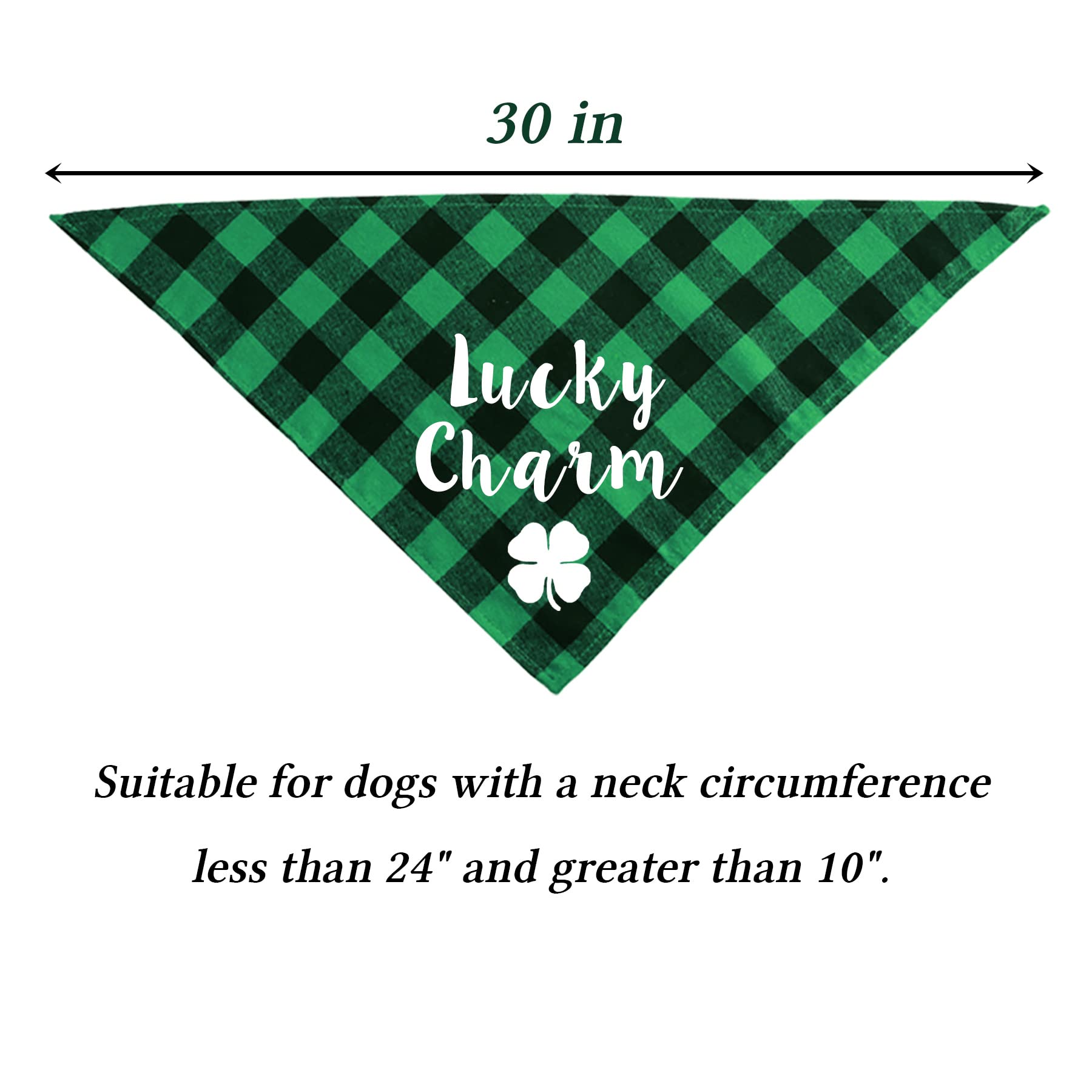 Stmk St. Patrick'S Day Dog Bandana Set, Green Plaid & Shamrock Headband, Unisex, Cotton, 30 Bandana, 8.2 X 10 Headband, Al