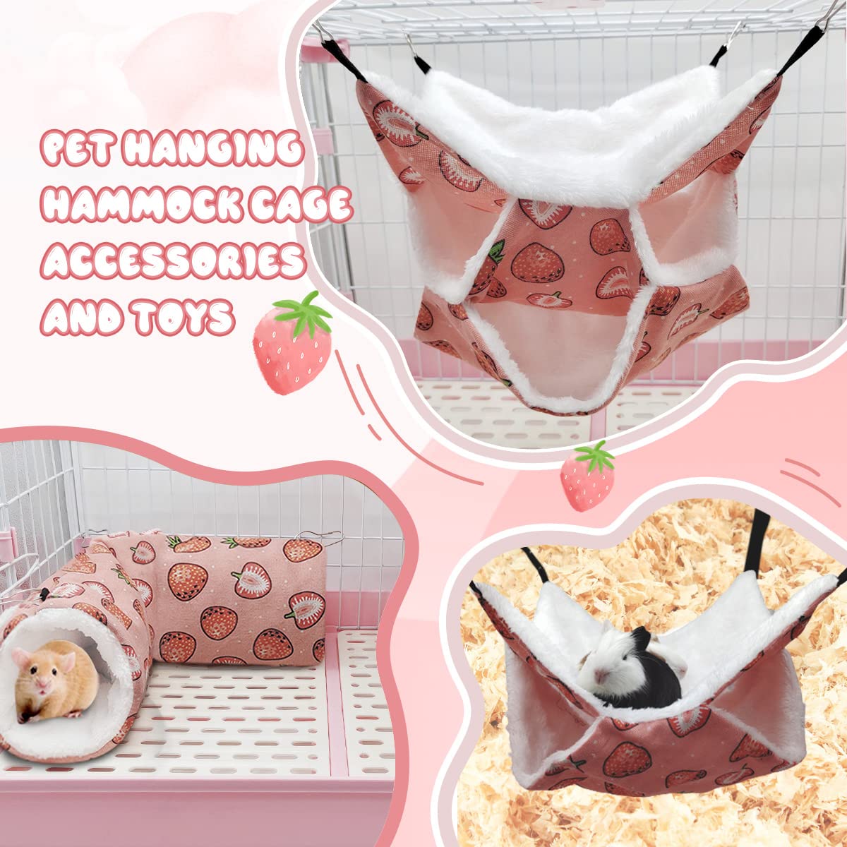 Lyart Guinea Pig Rat Ferret Hammock And Warm Bed Small Pet Hideout Tunnel Cave Hanging Bunkbed Hammock Cage Toy For Hamster Suga