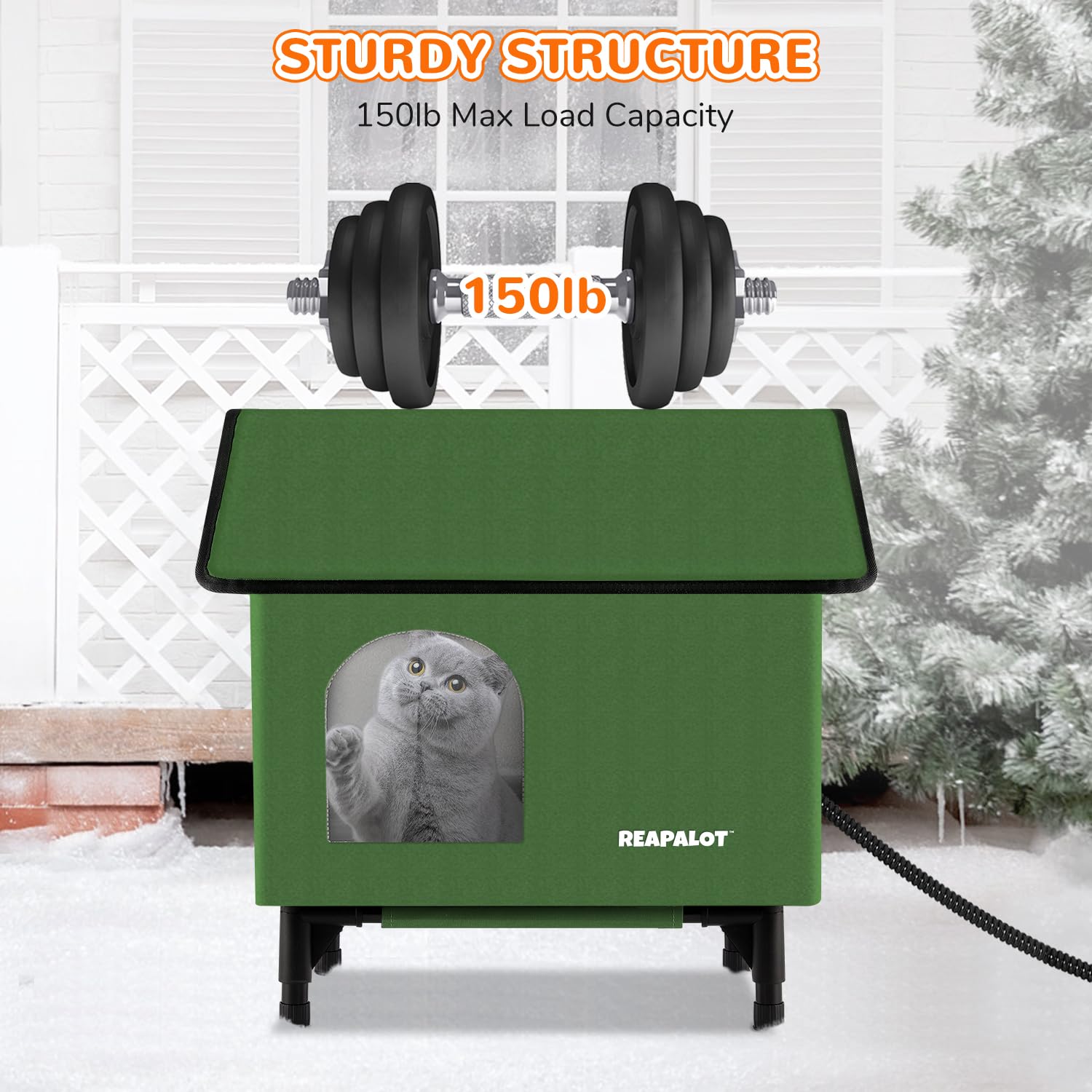 Reapalot Heated Cat House For Outside Cat In Winter, Insulated Outdoor Feral Cat Shelter With Cat Heating Pad, Elevated Heated K