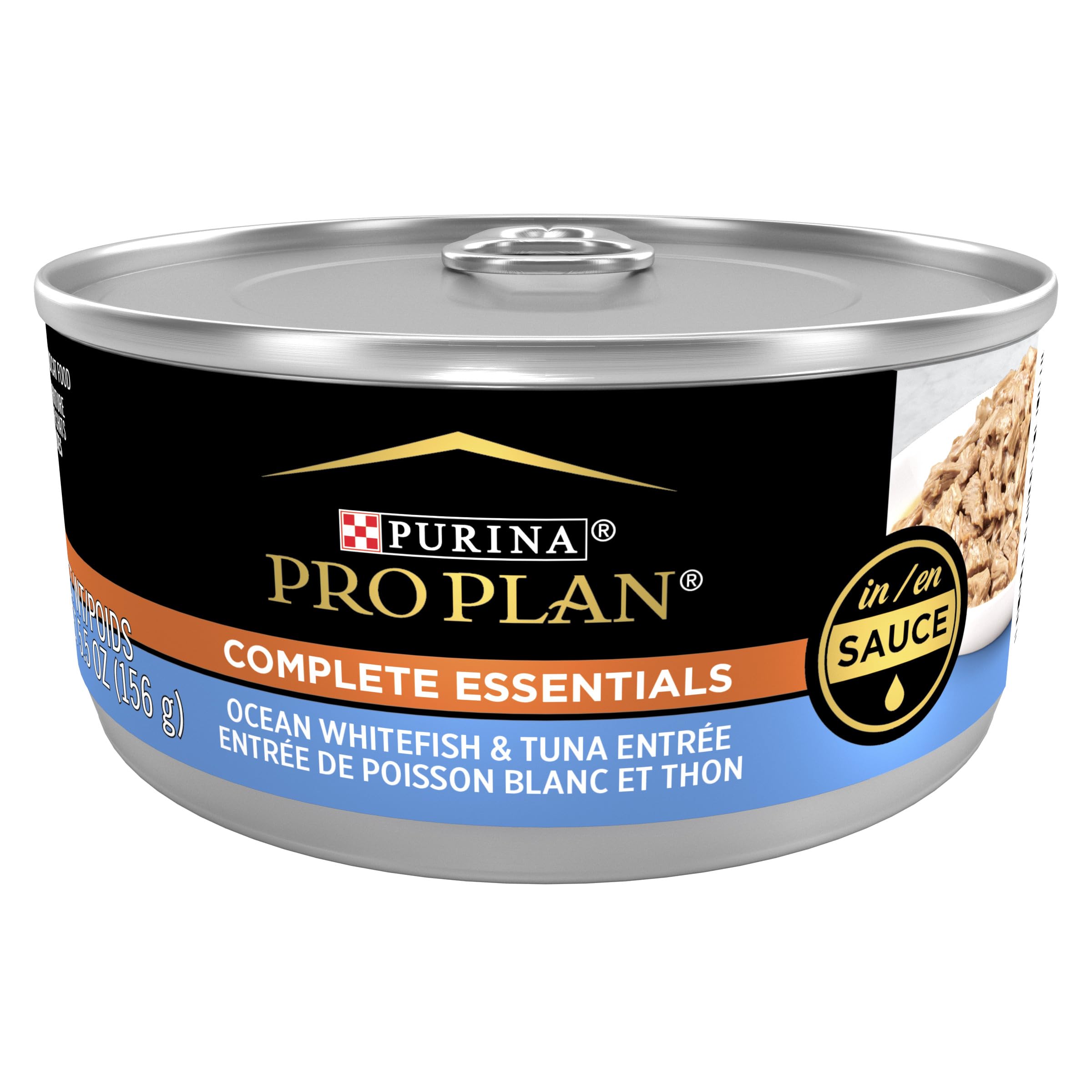 Purina Pro Plan Gravy, High Protein Wet Cat Food, Complete Essentials Ocean Whitefish and Tuna Entree in Sauce - (Pack of 24) 5.