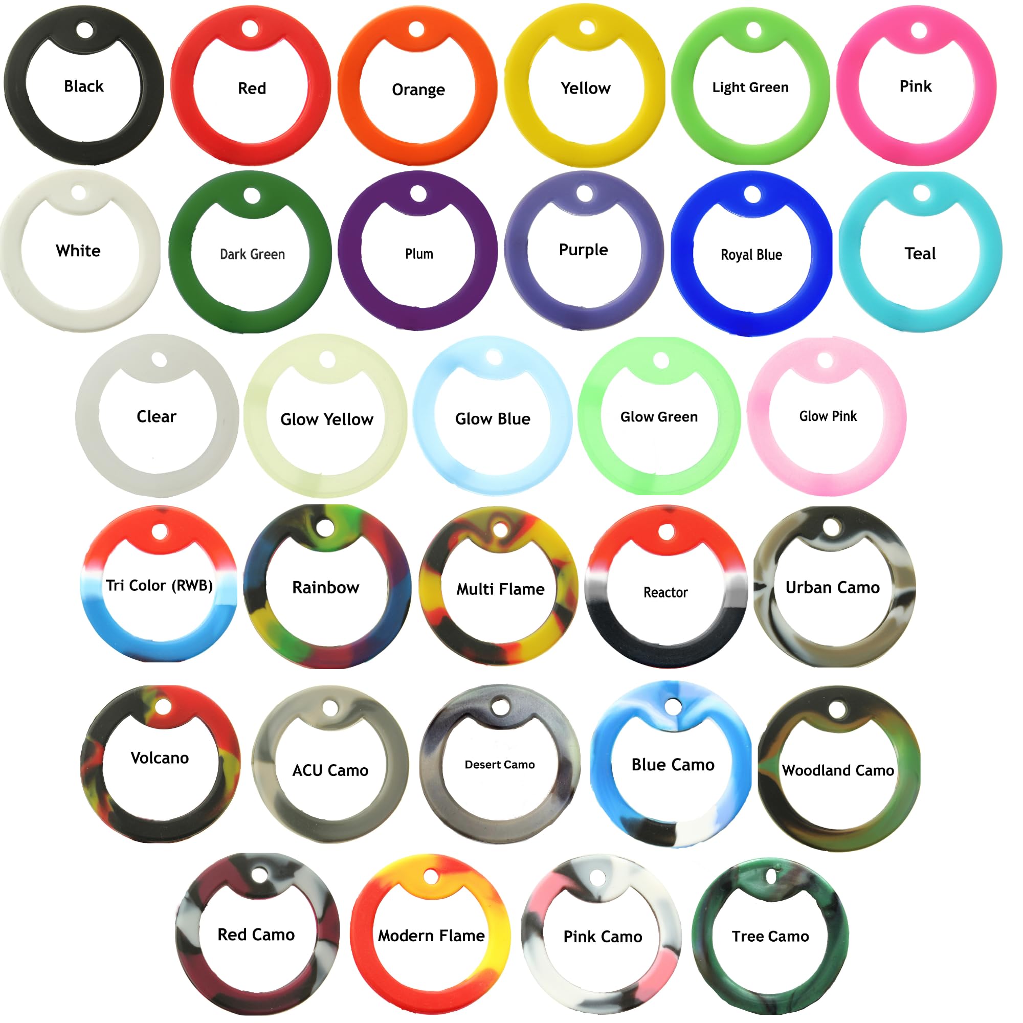 Armyu Military Dog Tag Silencers, Silicone/Rubber Army Dogtag Silencer - 10 Pack (Choose Your Colors!)