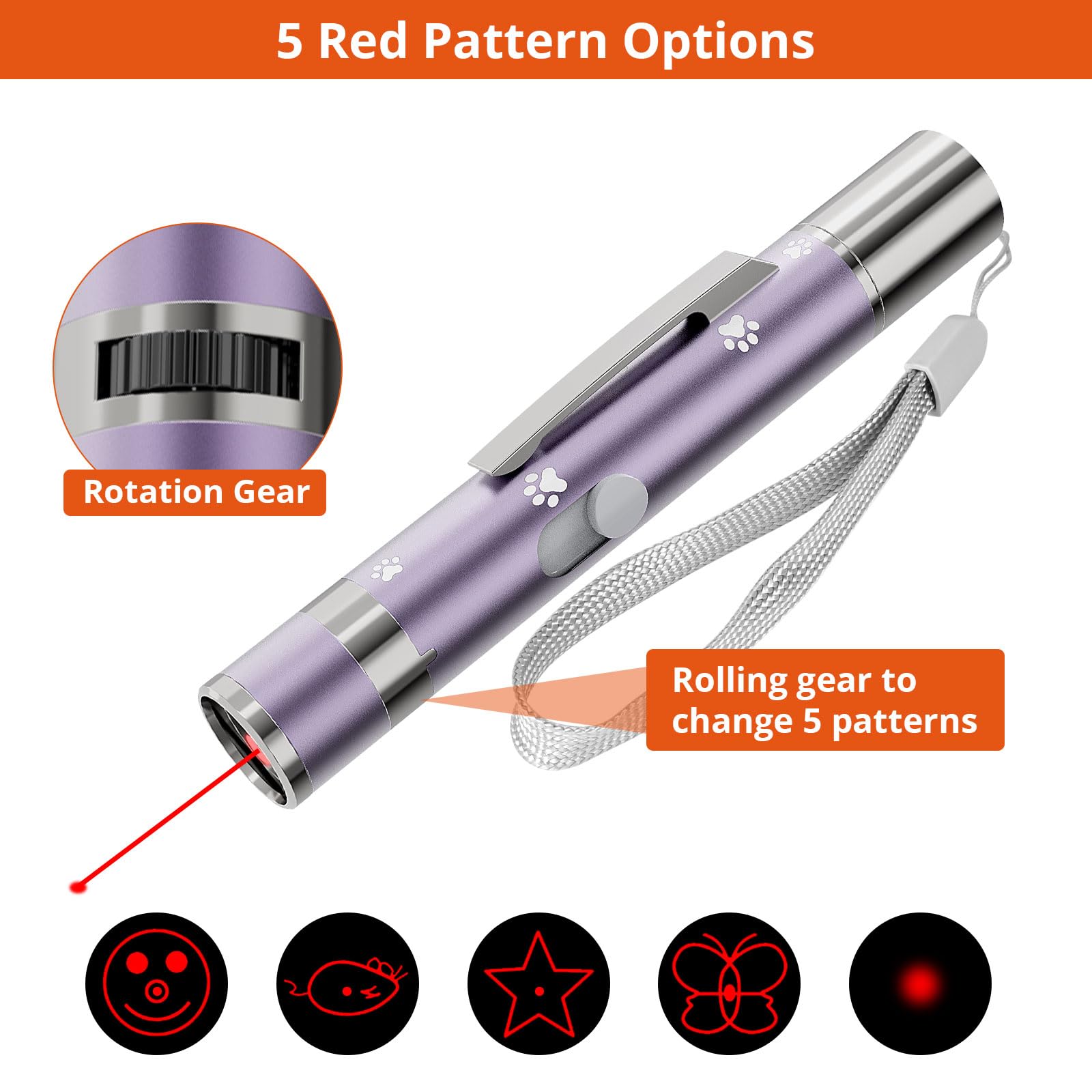 Oumsis 2 Pack Interactive Red Light Pointer - 7 Adjustable Patterns, Rechargeable Interactive Cat Toy For Indoor Cats, Fun Exerc