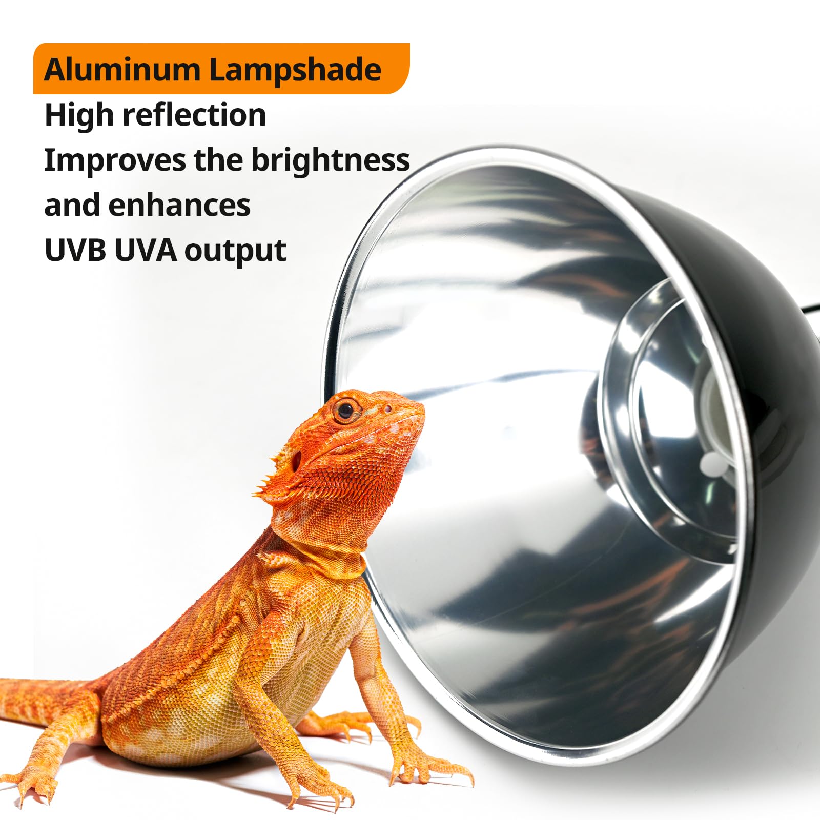 Waazoorep Reptile Light Fixture 2 Pack 7.5Inch Deep Dome Lamp Fixture,Optical Reflection Reptile Heat Lamp Bulb Lampshade For Be