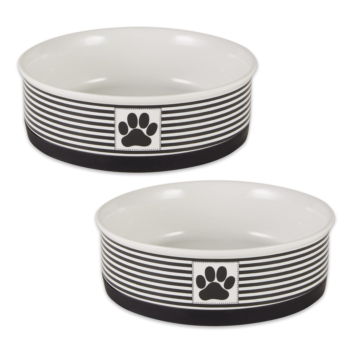 Bone Dry Paw & Patch Ceramic Pet Collection, Large Set, 7.5x2.4, Black, 2 Piece,5742