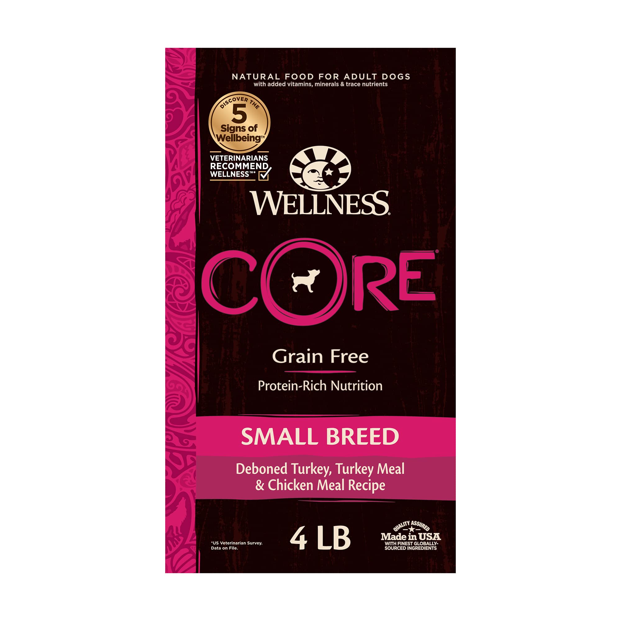 Wellness Natural Pet Food CORE Grain-Free High-Protein Small Breed Dry Dog Food, Natural Ingredients, Made in USA with Real Meat