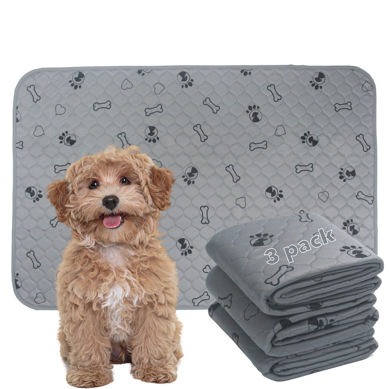 3 Pack 34X36 Reusable Puppy Pads With Puppy Blanket,Dog Pad Washable Waterproof, Potty Buddy Reusable Potty Pads For Dogs,Super 