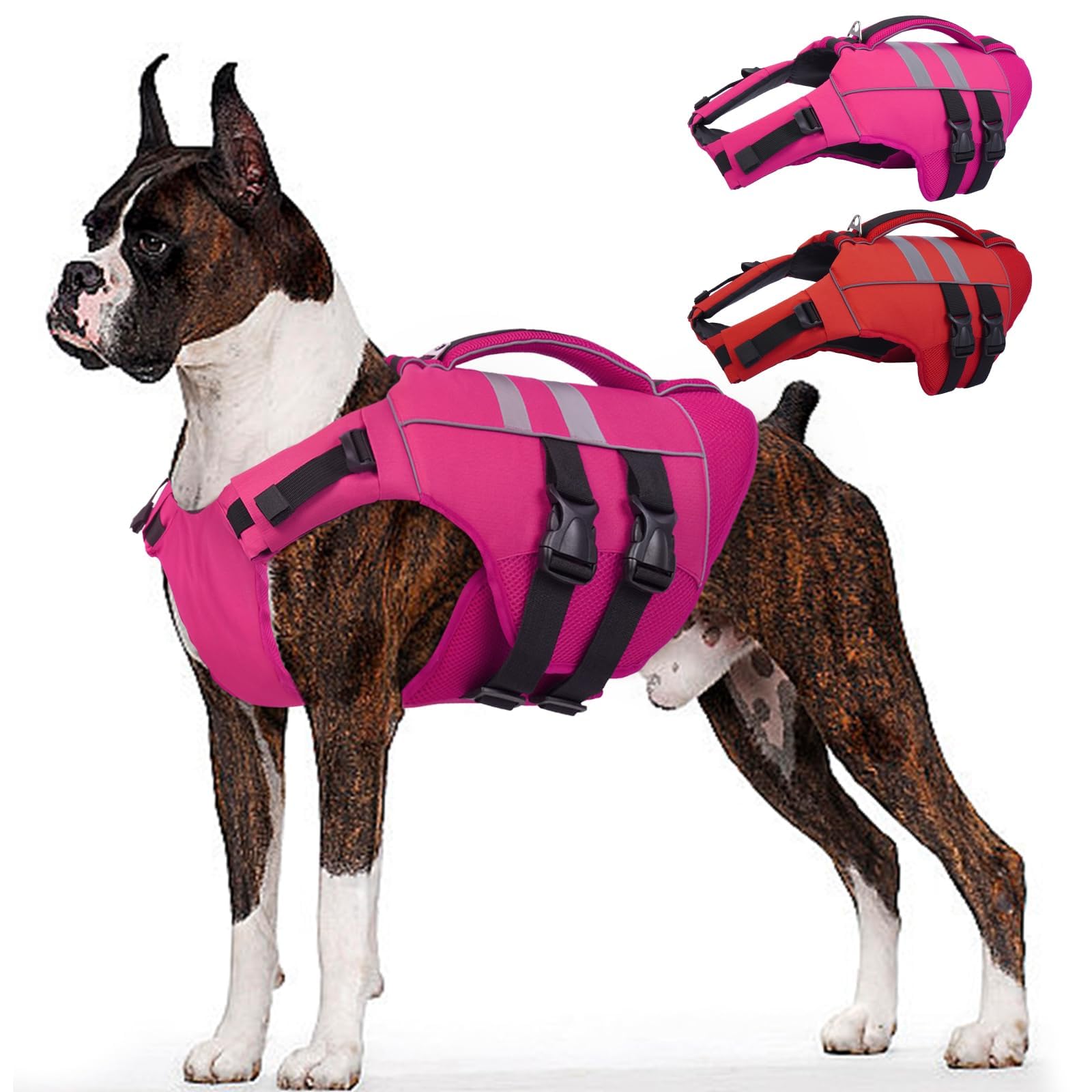Kuoser Xxl Dog Life Jacket, High Flotation Large Dog Life Vest For Swimming Boating, Reflective Dog Swimming Vest Pet Life Prese