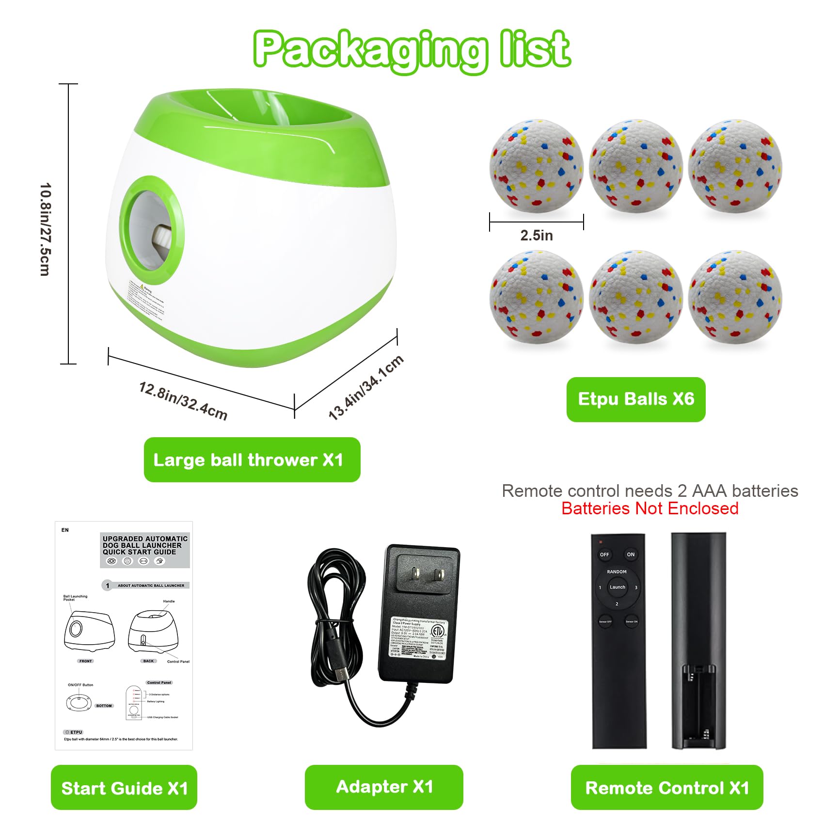 Mekaple Automatic Dog Ball Launcher, Upgraded Interactive Dog Balls Thrower With 3 Distance 29Ft-79Ft, Remote Control Ball Launc