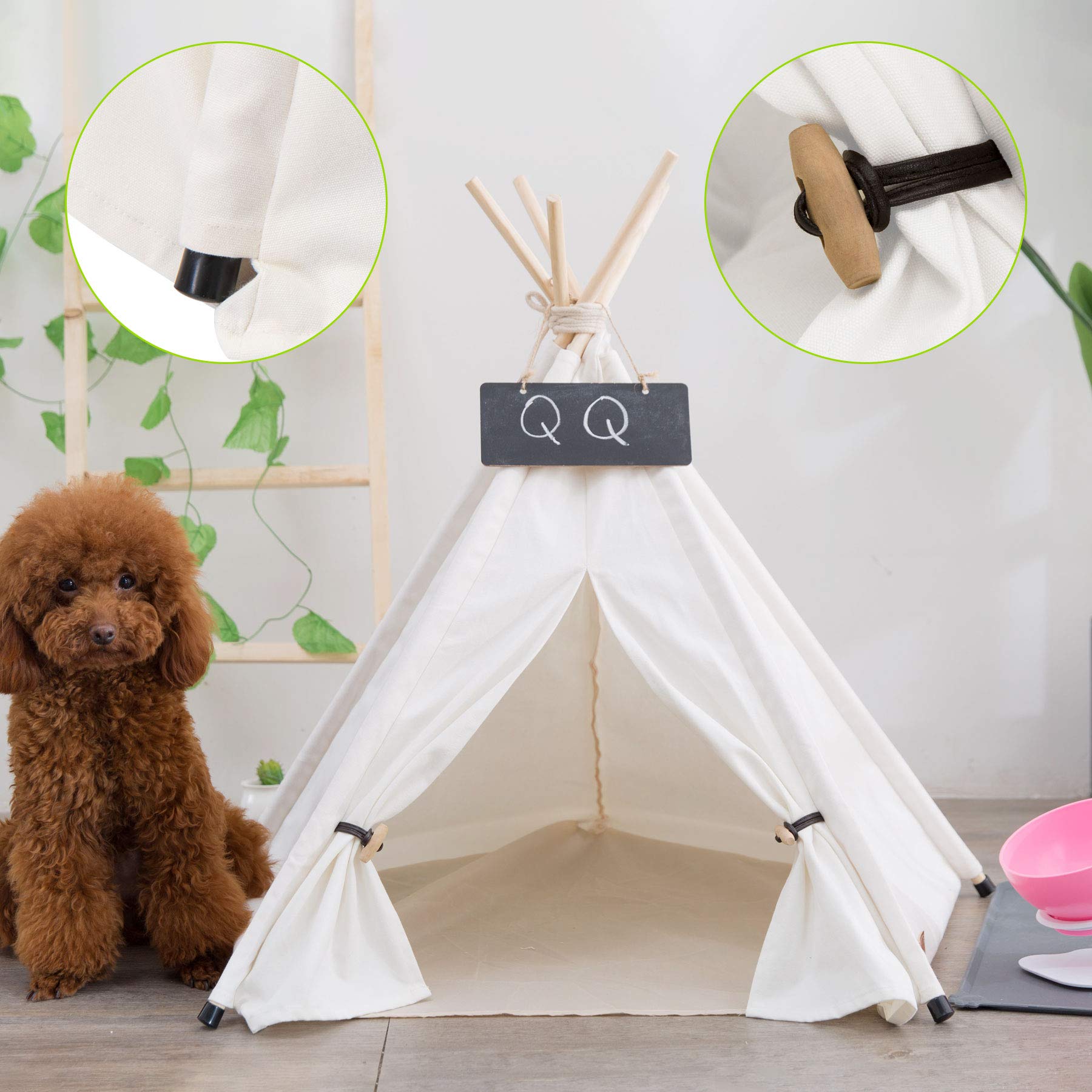 Pet Teepee With Cushion For Dogs And Cats Puppies House With Bed Pet Tent Bed Indoor Outdoor (Modern)