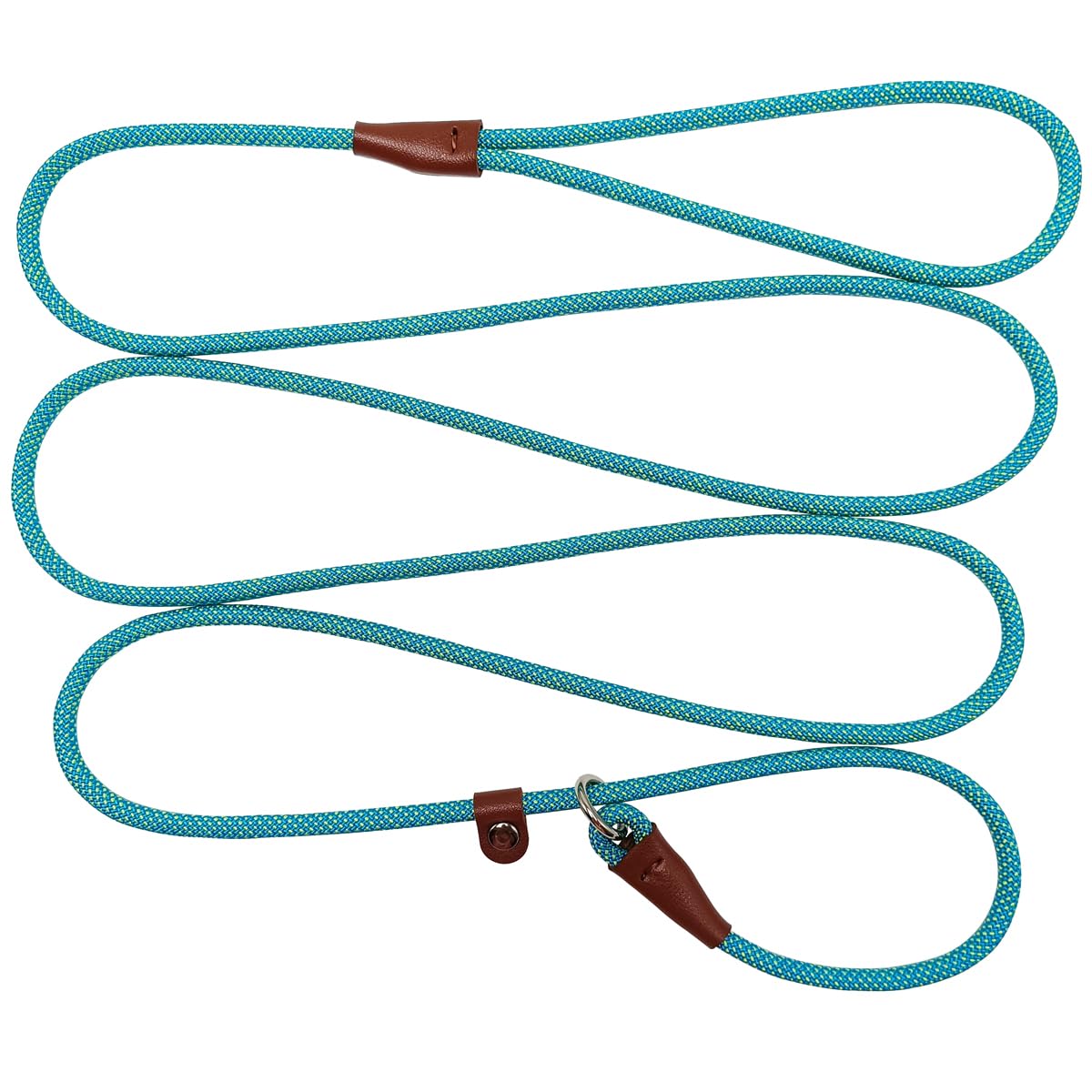 Btinesful 7Ft Slip Lead Dog Leash, Strong Nylon Rope Leash, 1/4 & 1/2 Inch Diam Dog Training Lead For Small Medium Large Dogs (1/4' * 7 Ft, Green Dot)