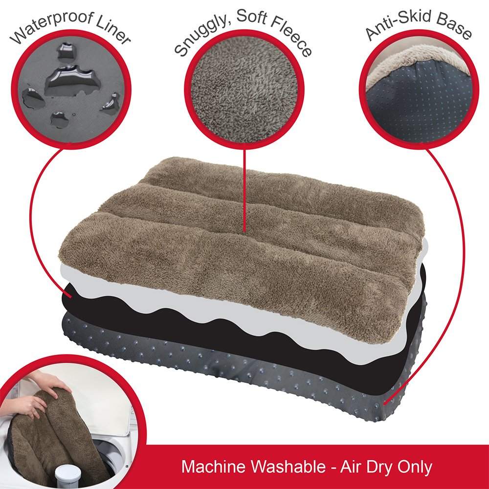 Sportpet Designs Waterproof Pet Bed With Non Skid Bottom Fits Plastic Dog Kennel, 33 Inch (Cm-0353-Cs01), Light Brown