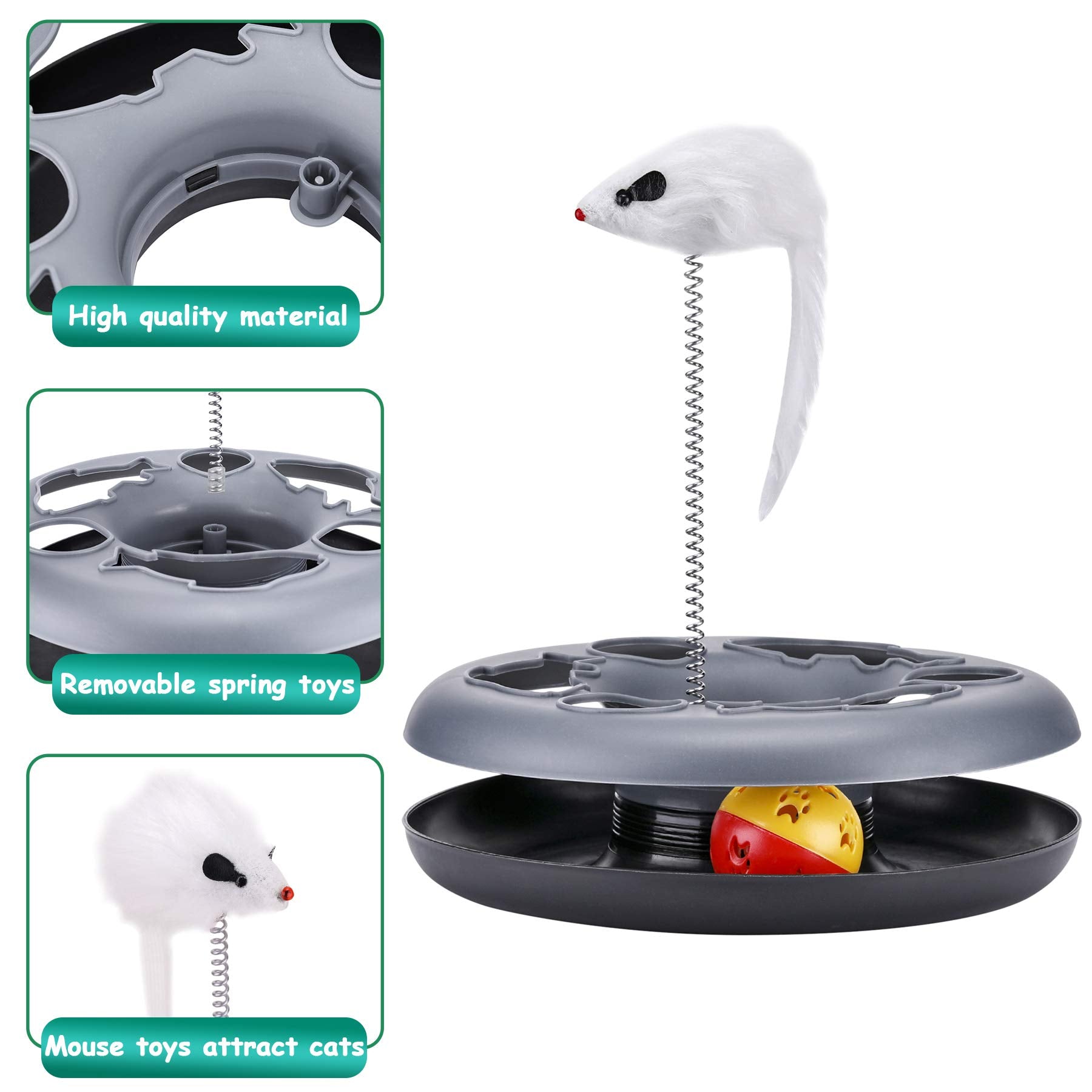 Cat Toys, Cat Toys For Indoor Cats,Interactive Kitten Toys Roller Tracks With Catnip Spring Pet Toy With Exercise Balls Teaser M