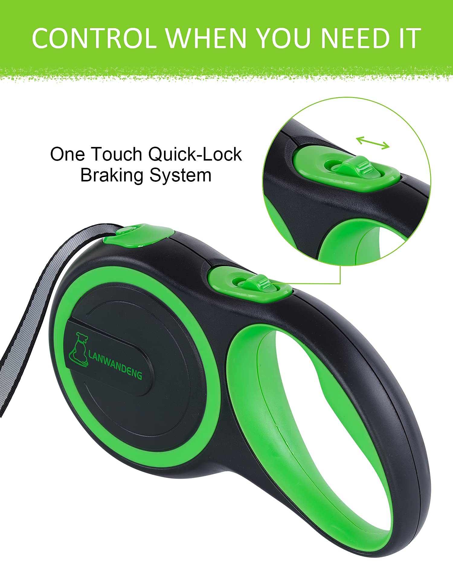 26Ft Long Chew Proof Retractable Dog Leash With 2 Heavy Duty Anti-Chewing Wire Ropes, 360° Tangle-Free Dog Lead With Anti-Slip Handle For Small/Medium/Large Dogs