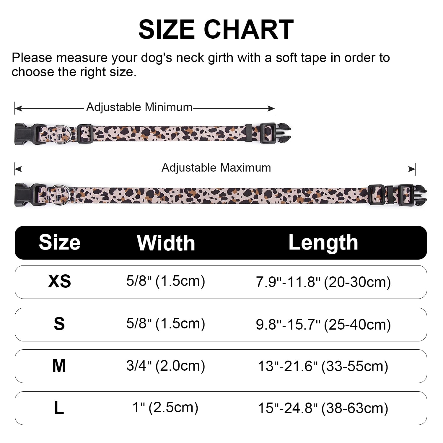 Mercano Adjustable Dog Collar - Special Design Patterns, Soft Nylon Comfortable Durable Pet Collar For Small Medium Large Dogs (L, Leopard)