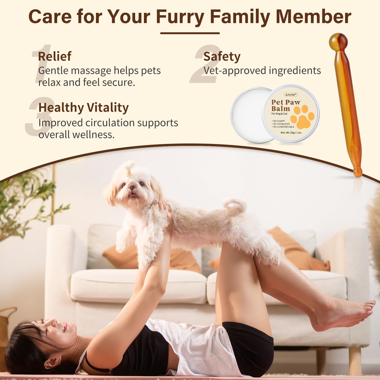 4-in-1 Dog Paw Massage Kit with Natural Paw Balm & Acupressure Stick - Joint Health Support for Senior Dogs & Cats,Improve Mobil