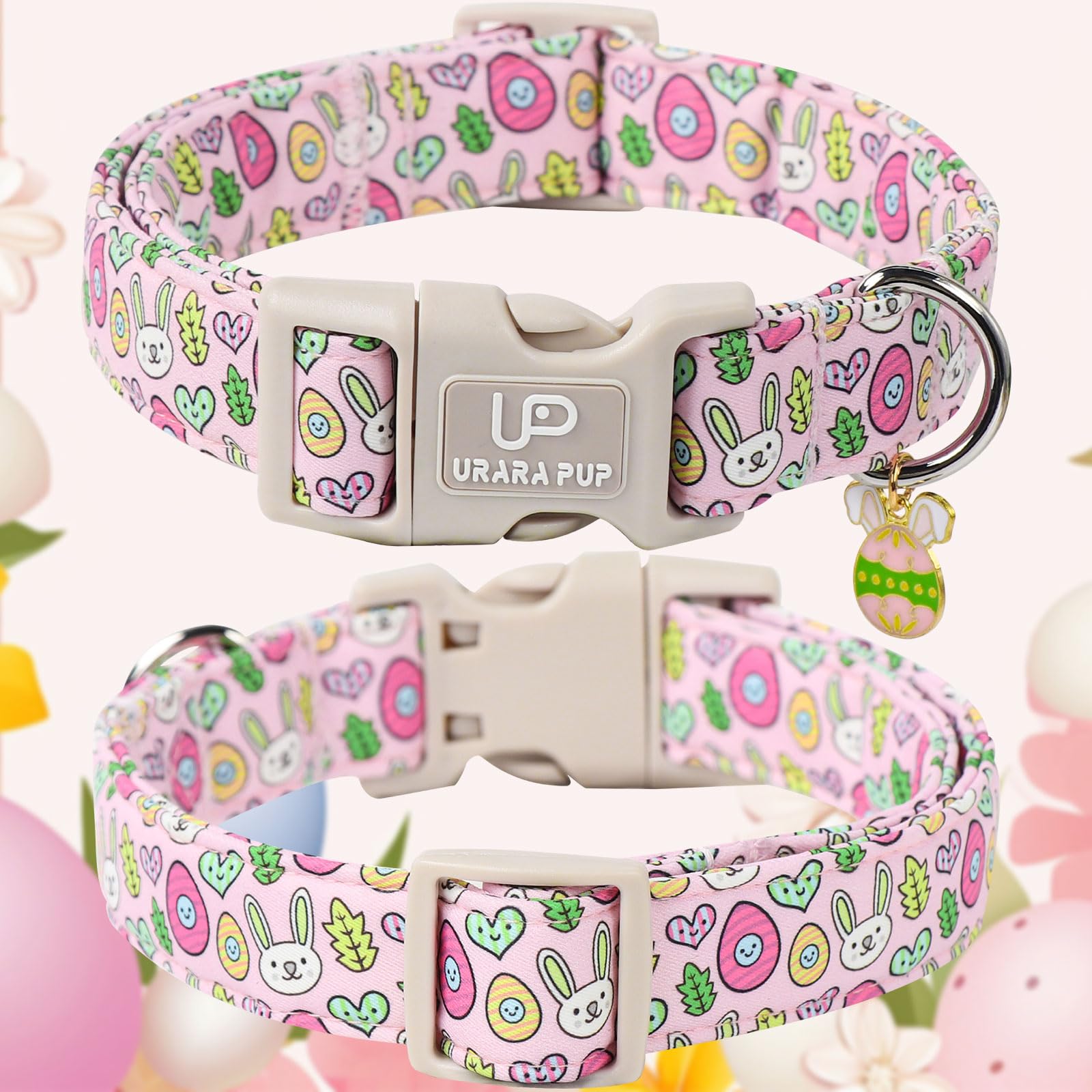 Up Urara Pup Easter Bunny Dog Collar,Cotton Easter Eggs Dog Collar For Girl Boy Puppys,Cute Rabbit Pet Collar With Quick Release
