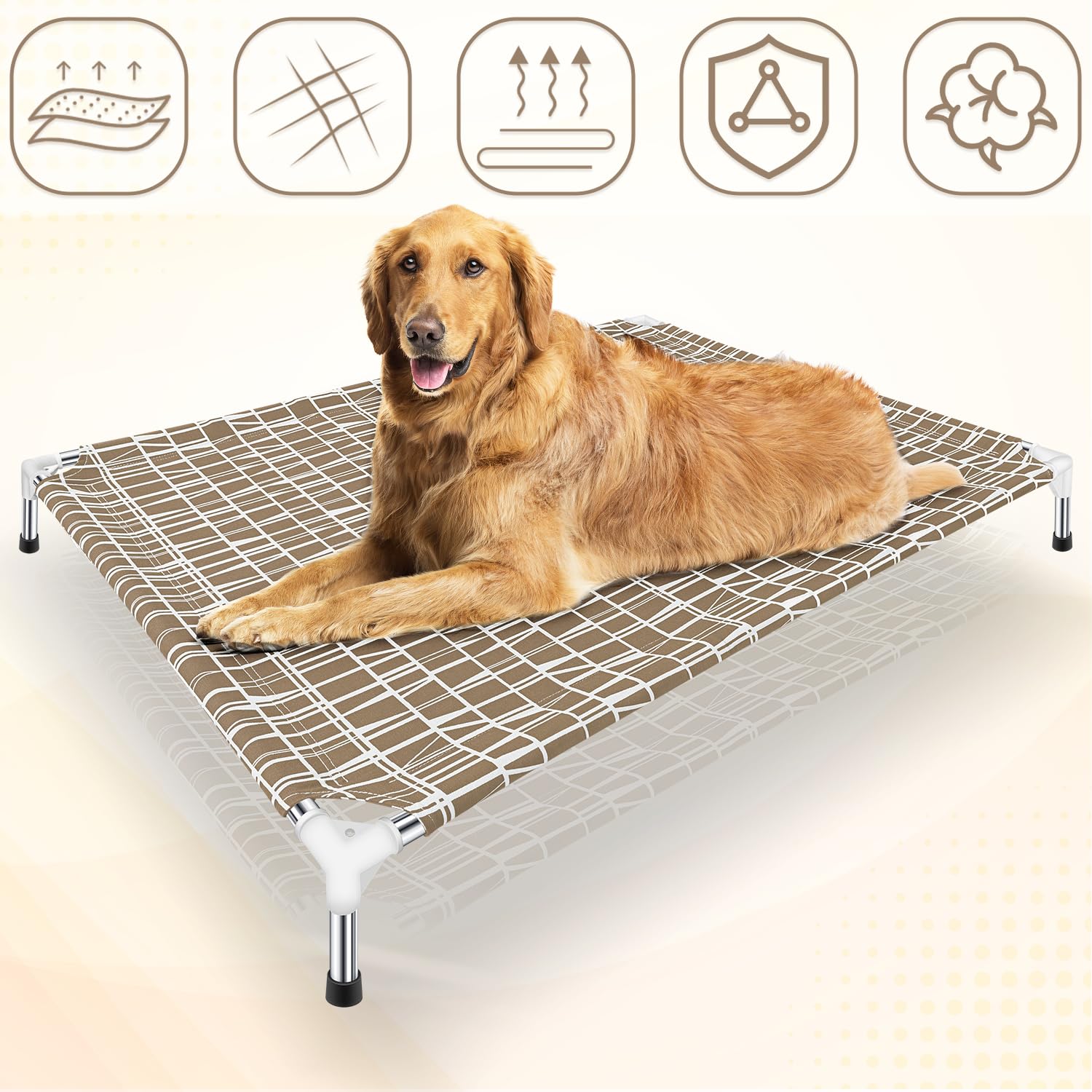 Dopliv Elevated Dog Bed - Raised Dogs Beds for Large Dogs, Portable Indoor & Outdoor Dog cot, Soft and Comfortable, Pet Bed for
