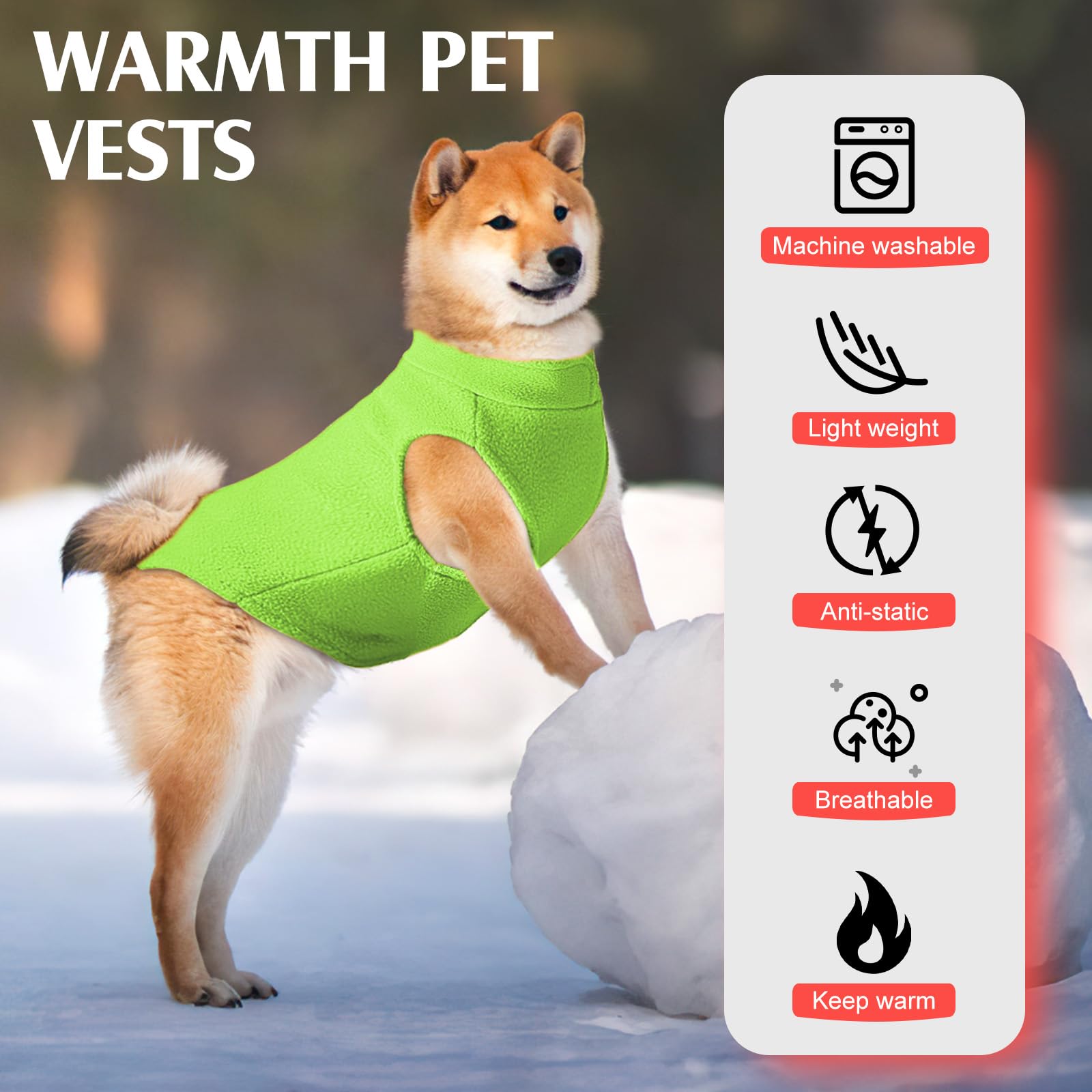 Fleece Dog Sweater Vest, Soft Warm Pullover Jacket For Small To Large Dogs, Stretchy Fleece Vest With D Ring Leash (Green, Xs)