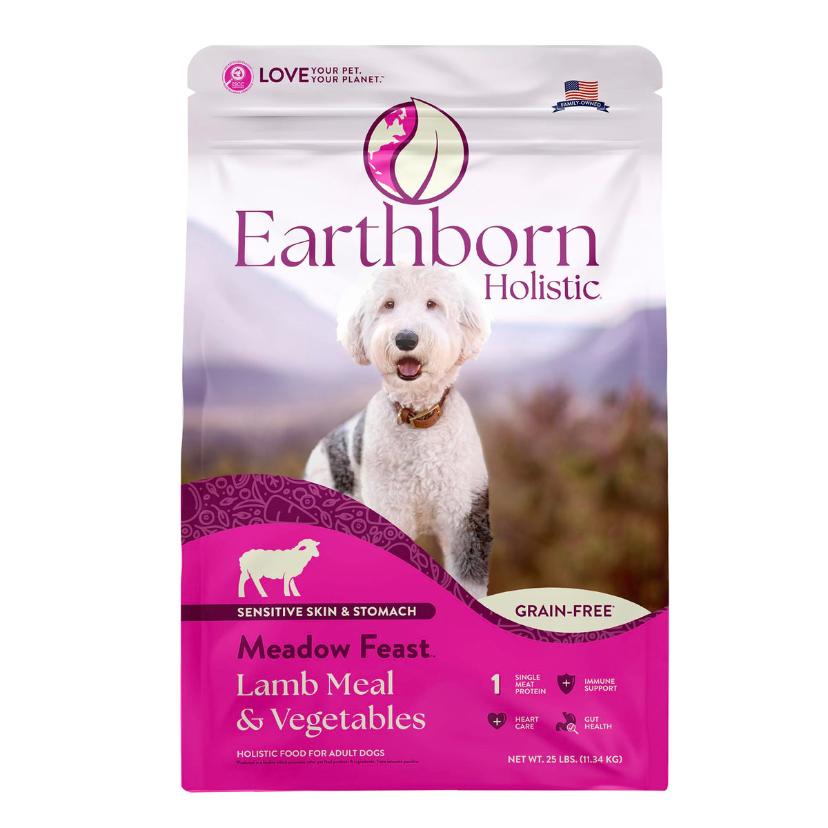 Earthborn Holistic Meadow Feast Lamb Meal & Vegetables Grain-Free Dry Dog Food 25 Lb
