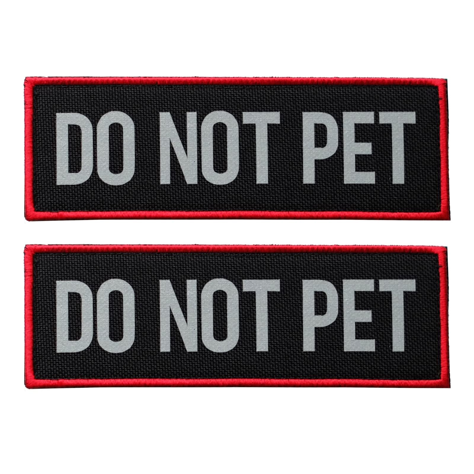 FITZNORA 2 Pcs Reflective Do Not Pet Patch Set with Hook and Loop Fastener, Embroidered Border with Printed Letters Patch for Do