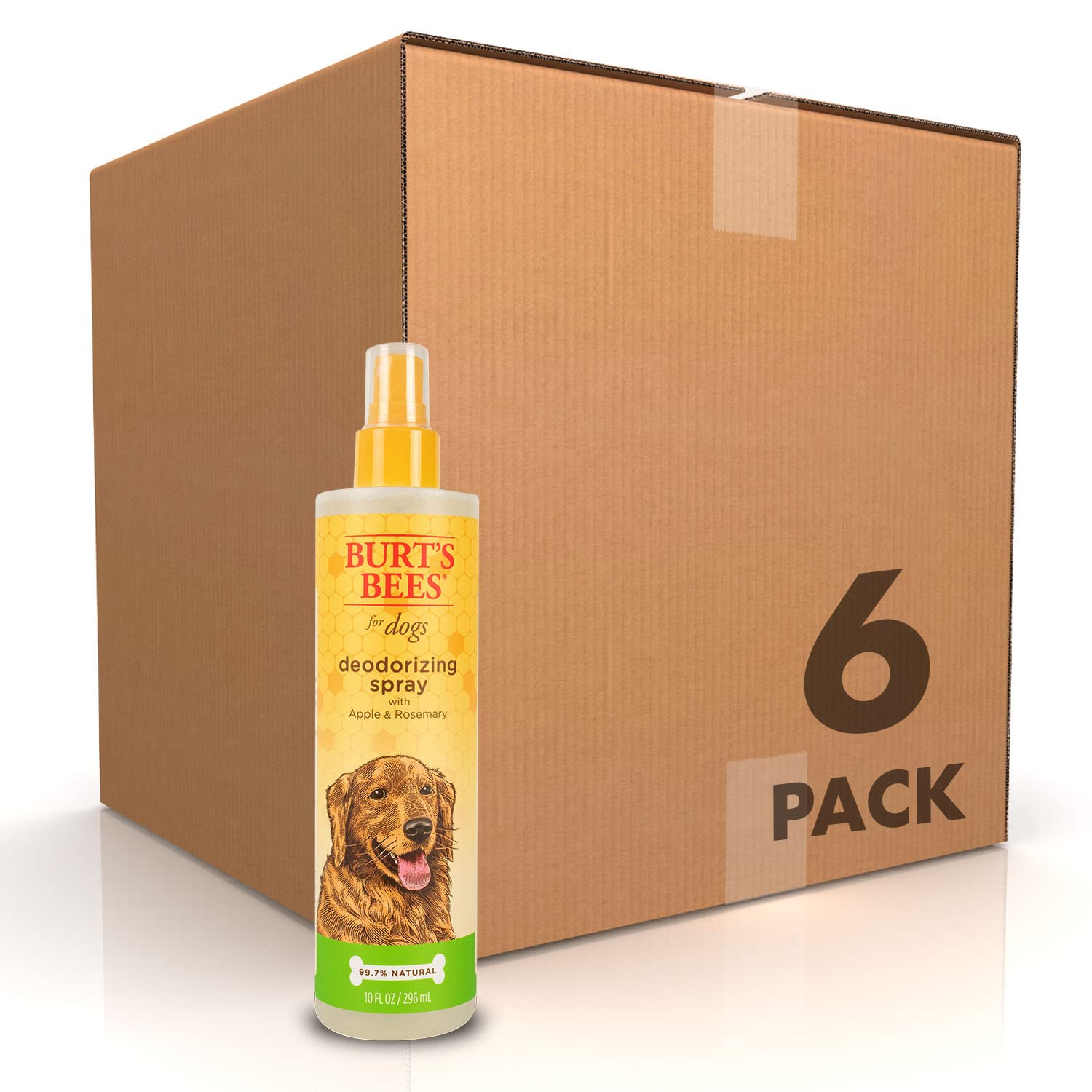 Burt'S Bees For Pets Deodorizing Spray For Dogs With Apple And Rosemary, 6Pk, 99.7% Natural Origin Formulas, Waterless Dog Shamp
