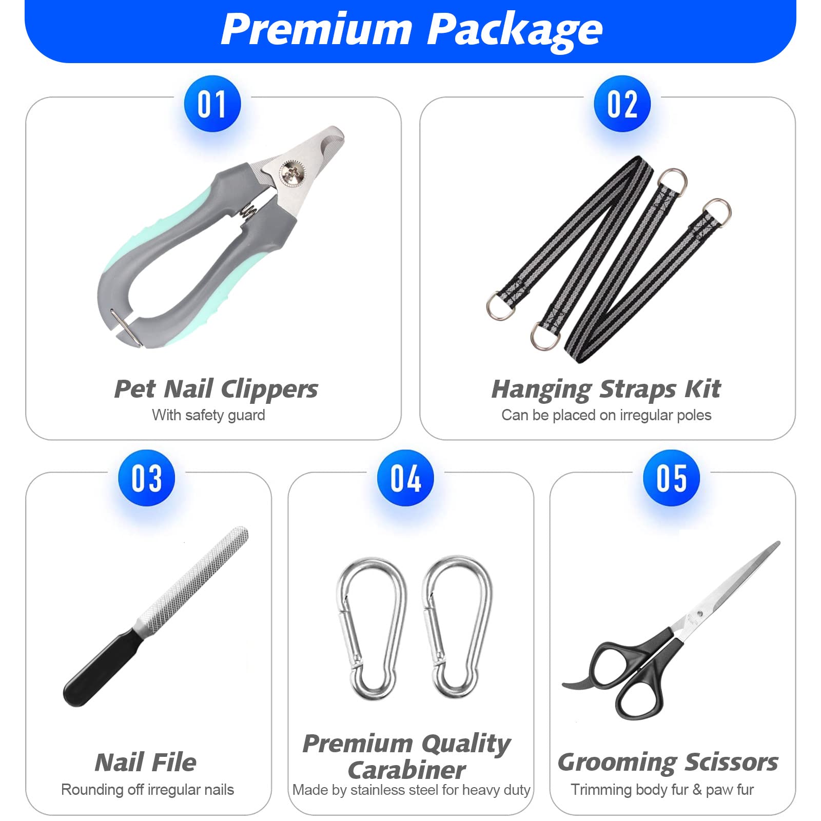 ATESON Pet Grooming Hammock for Small Dogs & Cats with Nail Clippers/Nail Trimmers/Grooming Scissors, Dog Grooming Harness for N