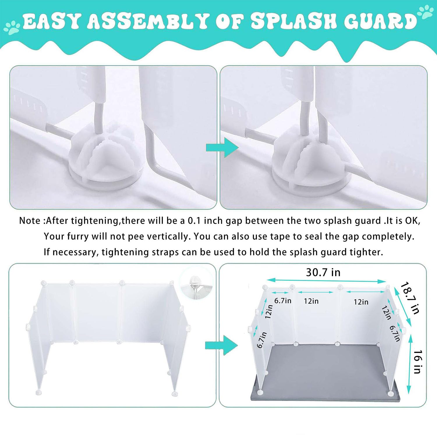 Dog Litter Box with High Walls,Indoor Dog Potty for Small to Large Dogs,No Spill Pee Pad Holder Tray for Dogs Work with Most Tra