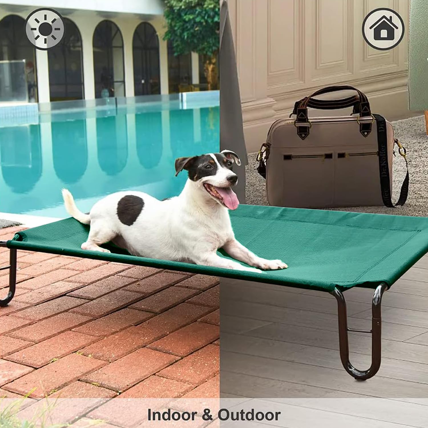pettycare Elevated Outdoor Dog Bed - Raised Cots Bed for Large Dogs, Waterproof Pet Hammock Easy to Assemble, Cooling Frame Cot
