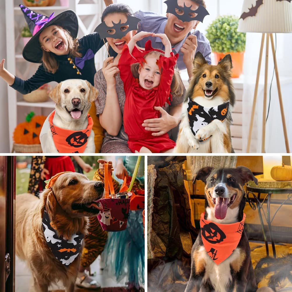 Vivifying 2 Pack Halloween Dog Bandanas, Spooky And Pumpkins Halloween Accessories For Pets, Dog Scarf Costume For Trick-Or-Trea