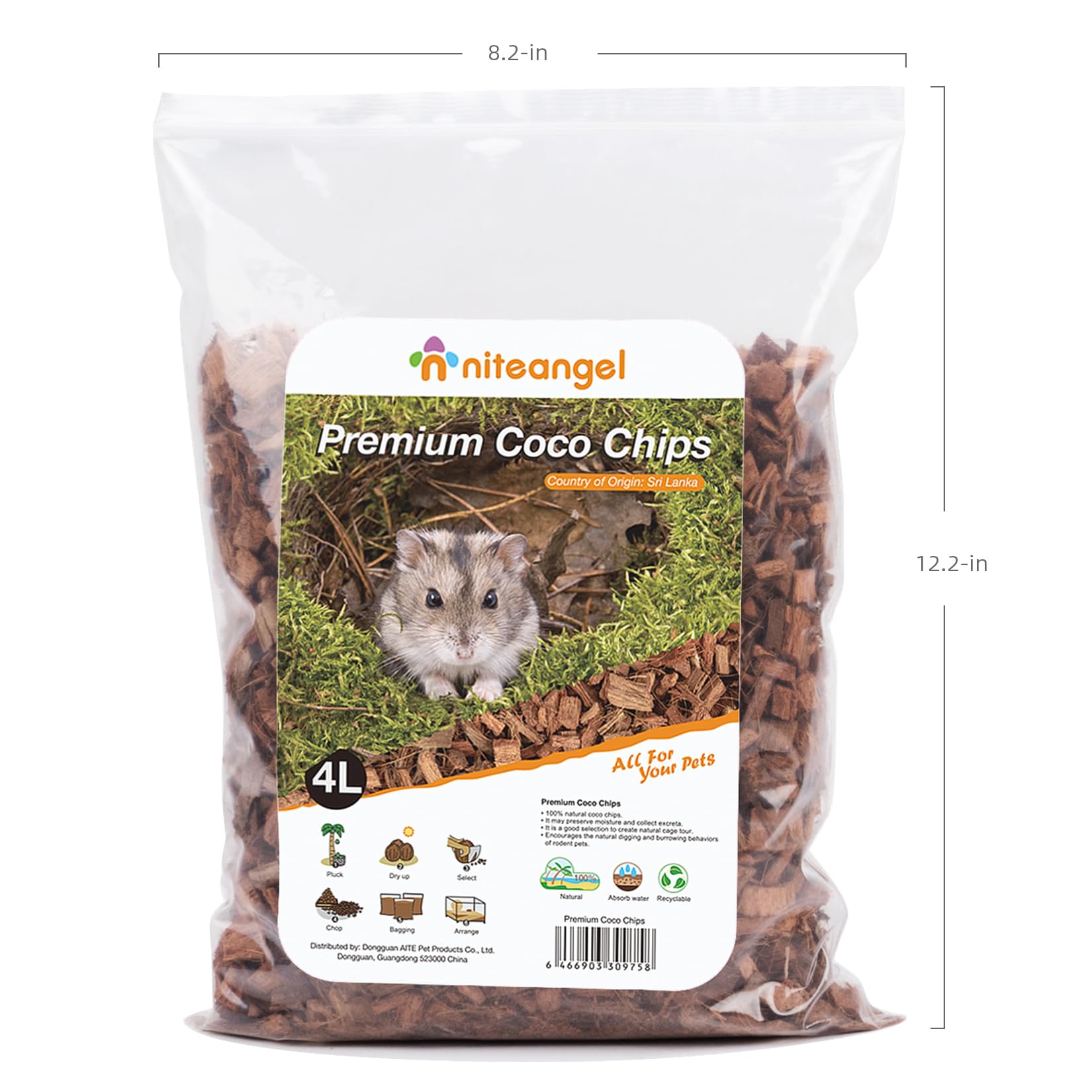 Niteangel Natural Coco/Cork Hamster Bedding Pet Litter For Dwarf Syrian Hamsters, Gerbils, Mices, Degus Or Other Small Animal