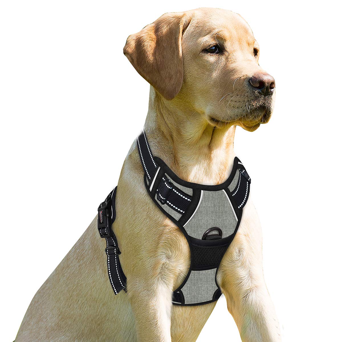 Barkbay No Pull Dog Harness Front Clip Heavy Duty Reflective Easy Control Handle For Large Dog Walking(Flint Gray,S)