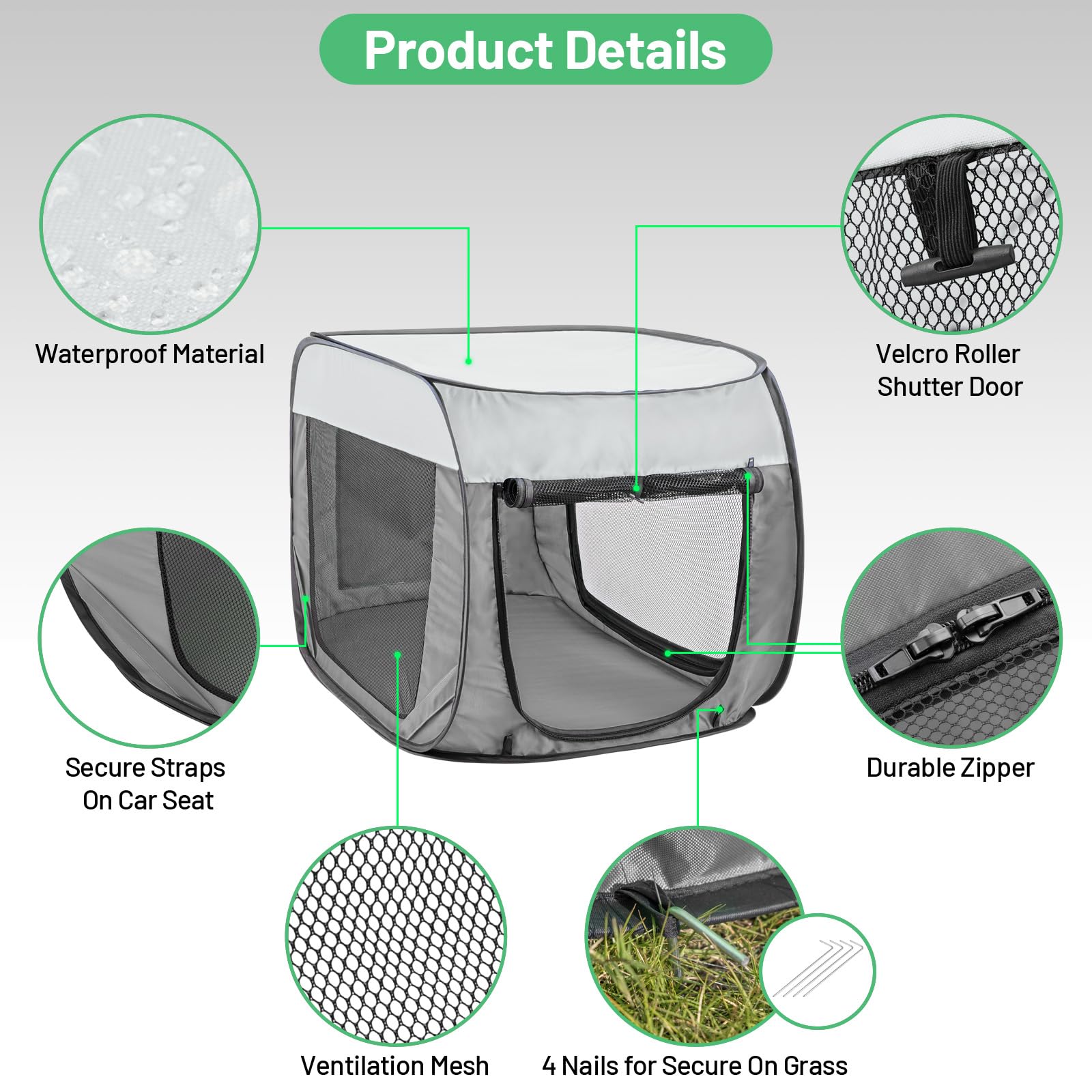 Bumubi Portable Travel Dog Crate Pop Up Soft Dog Kennel Collapsible Travel Dog Cat Enclosure Indoor Outdoor Large Foldable Crate