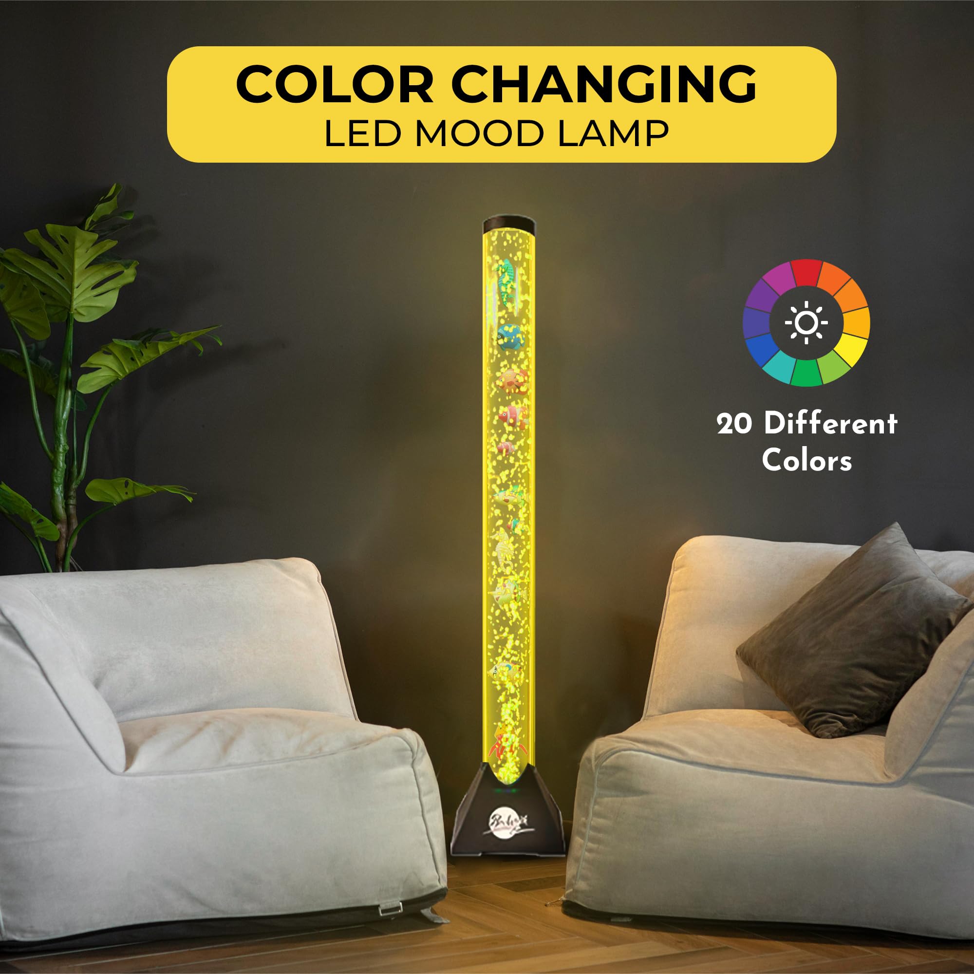 Brewish 4FT Sensory LED Water Bubble Tube Lamp,with 20 Color Changing Night Light Effects,Fake Aquarium Tank & Gift for Kids, Au