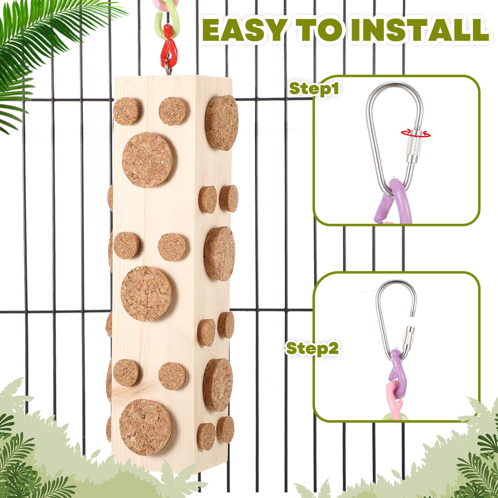 Skyygemm 2 Pcs Bird Chew Toys Hanging Foraging Toys For Birds Parrot Cork Stopper Toys Cage Woodpecker Feeding Toy For Macaws, S