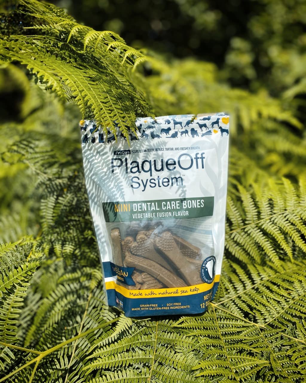 Proden Plaqueoff System Mini Dental Care Bones Vegetable Fusion Flavor Dog Treats; 12Oz