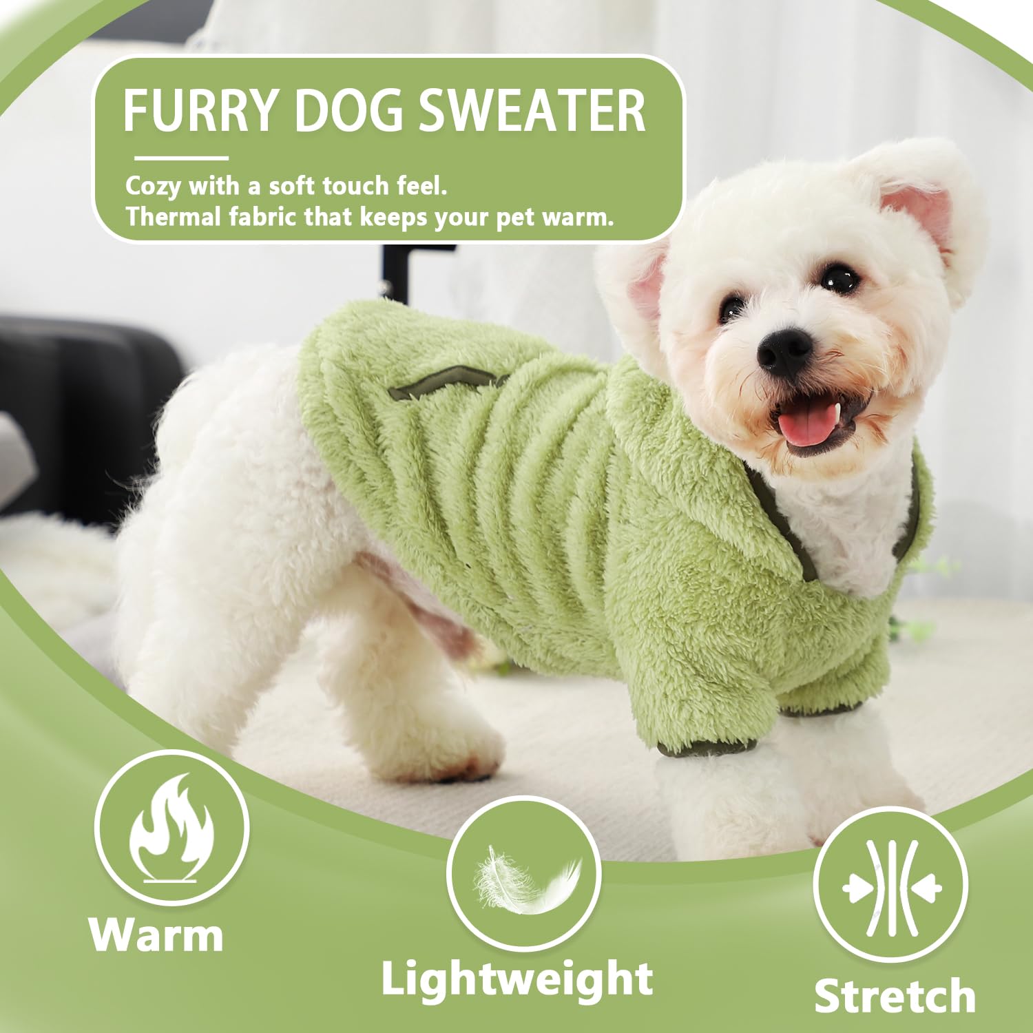 Fleece Dog Sweater Hoodie Sweatshirts Warm Fuzzy Velvet Sweaters Winter Clothes For Small Dogs Girl Boy Pet Coats Cat Apparel(Gr