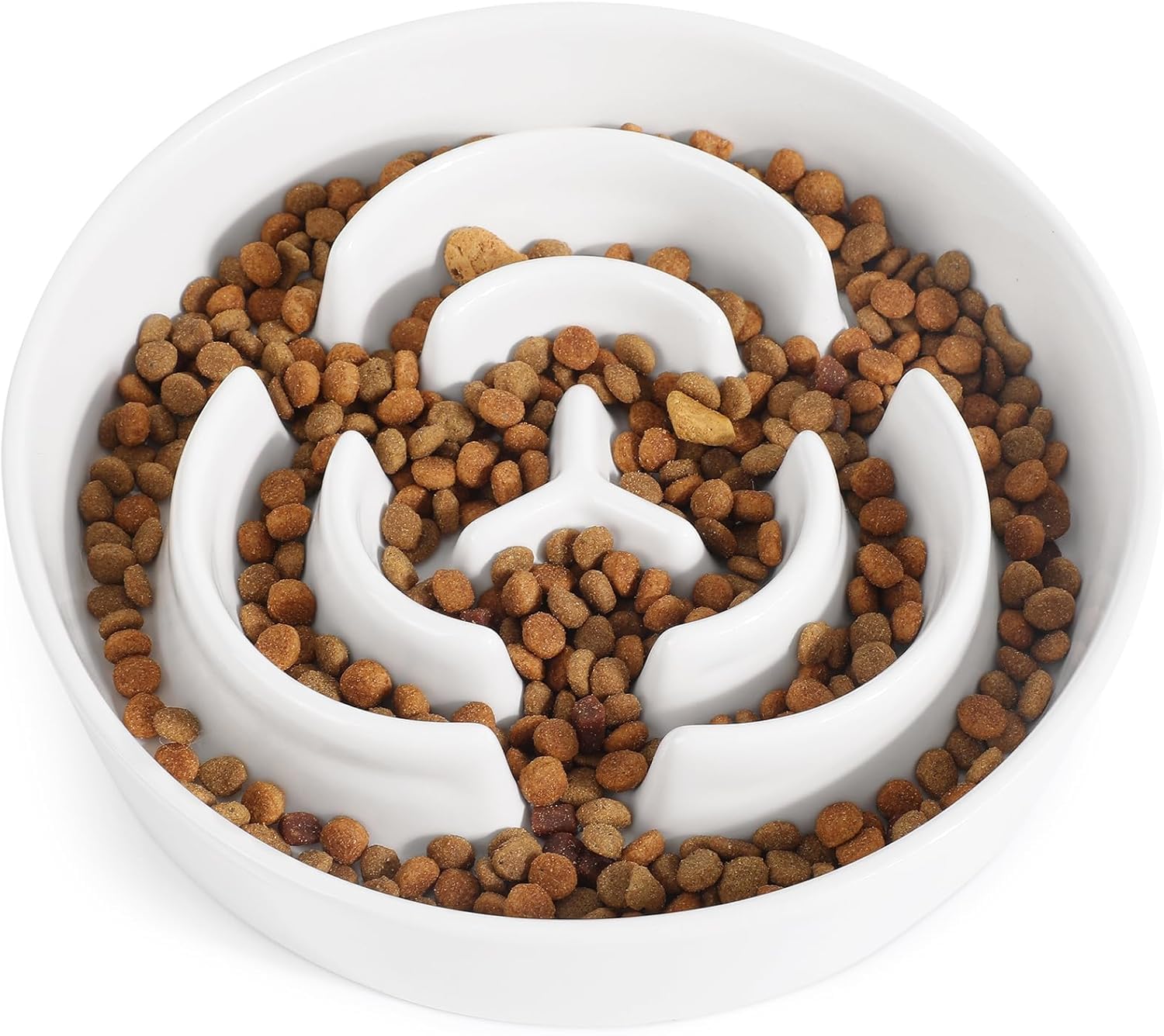 Ceramic Slow Feeder Dog Bowls,2.0 Cups Slow Feeder for Medium Large Breed,Puzzle Dog Food Bowl to Slow Down Eating, Anti-Gulping
