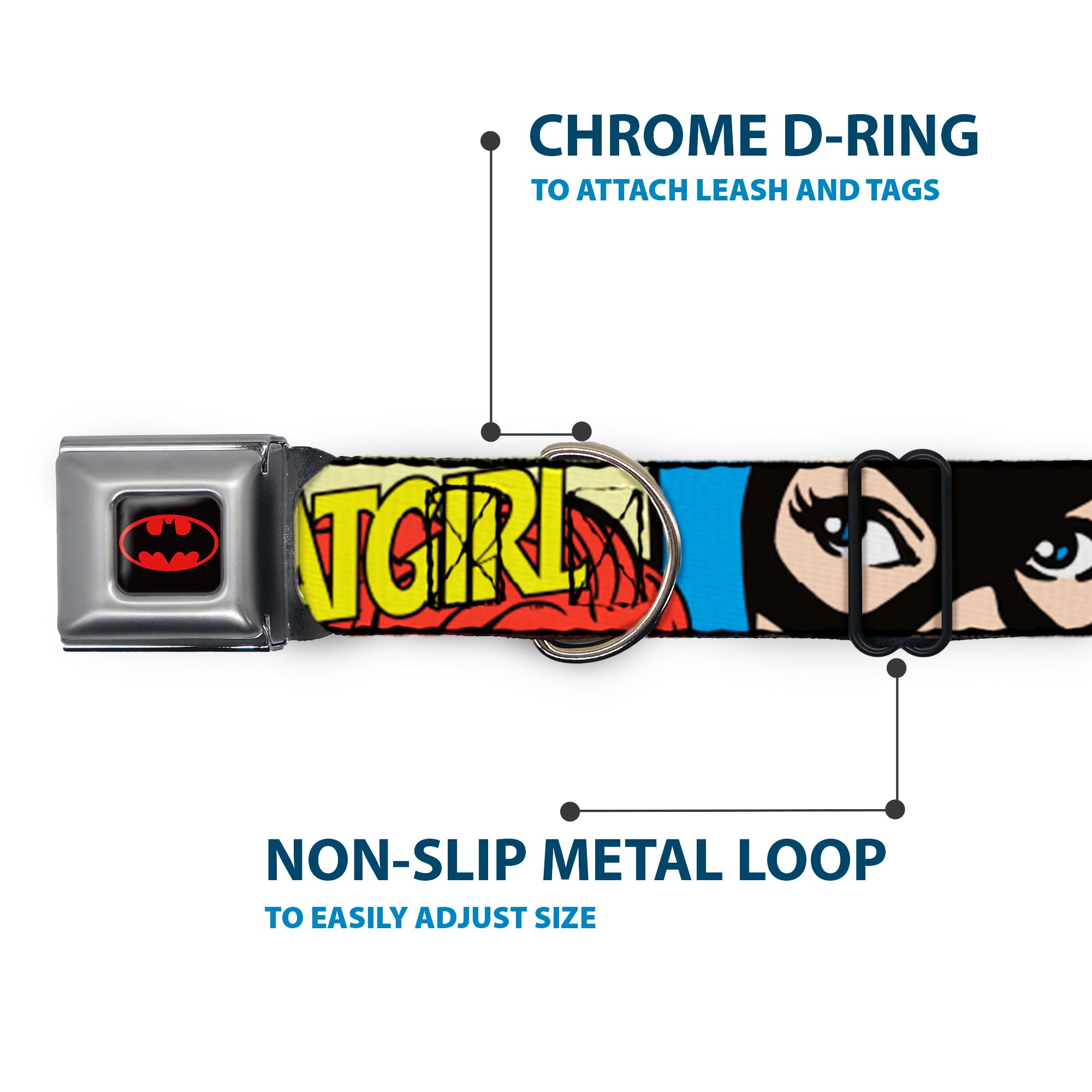 Buckle-Down Seatbelt Buckle Dog Collar - Batgirl In Action W/Face Close-Up - 1.5'' Wide - Fits 13-18'' Neck - Small