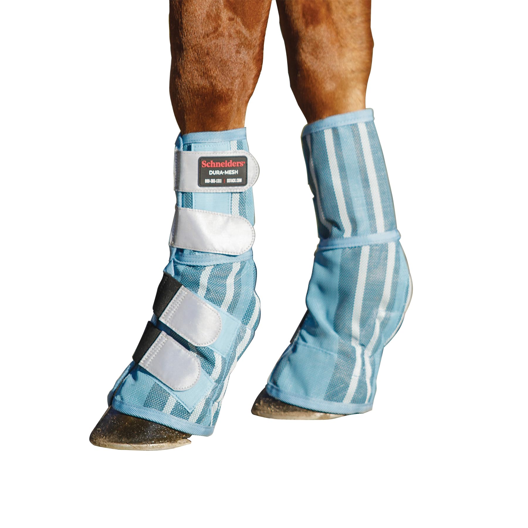 Schneiders Dura-Mesh II Striped Fitted Horse Fly Boots | Set of 2 | Reflective Safety Design | 70% UV Protection | Maximum Durab