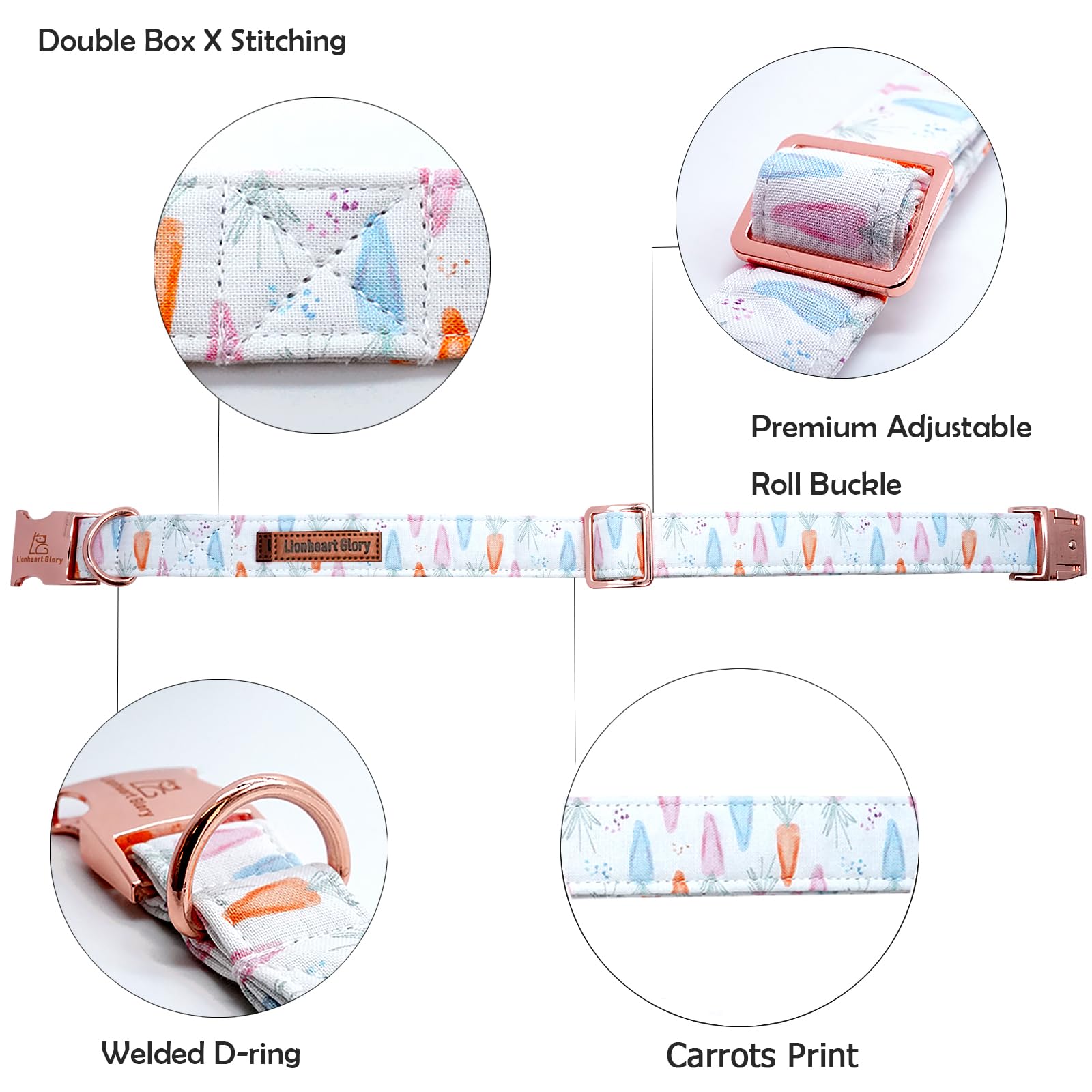 Lionheart Glory Easter Collar Carrot Print Dog Collar For Large Cute Dog Collars Spring Female Or Male Pet Gift Adjustable Heavy