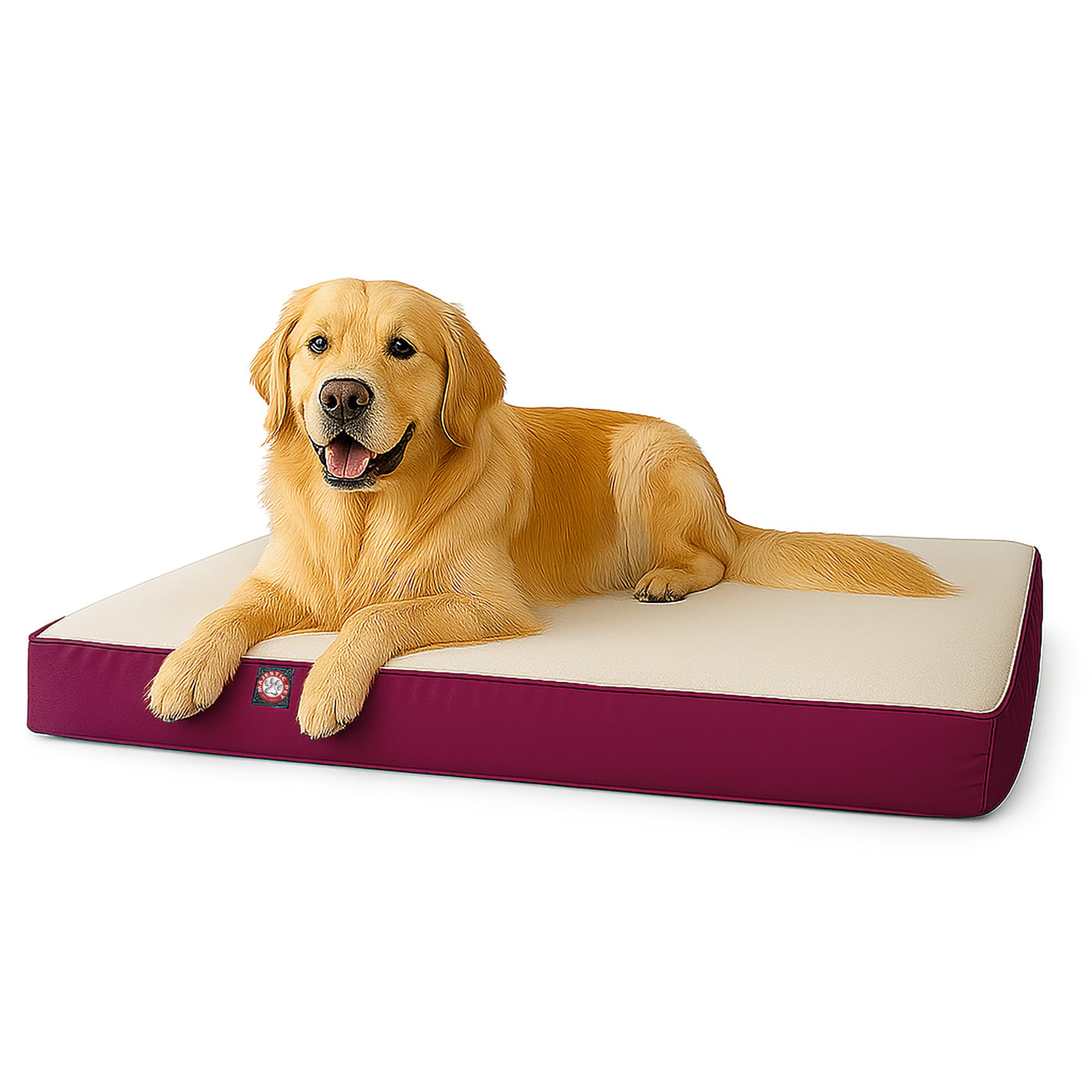 34x48 Burgundy Orthopedic Double Pet Dog Bed by Majestic Pet Products Large Cushion to Extra Large with Removable Washable Cover