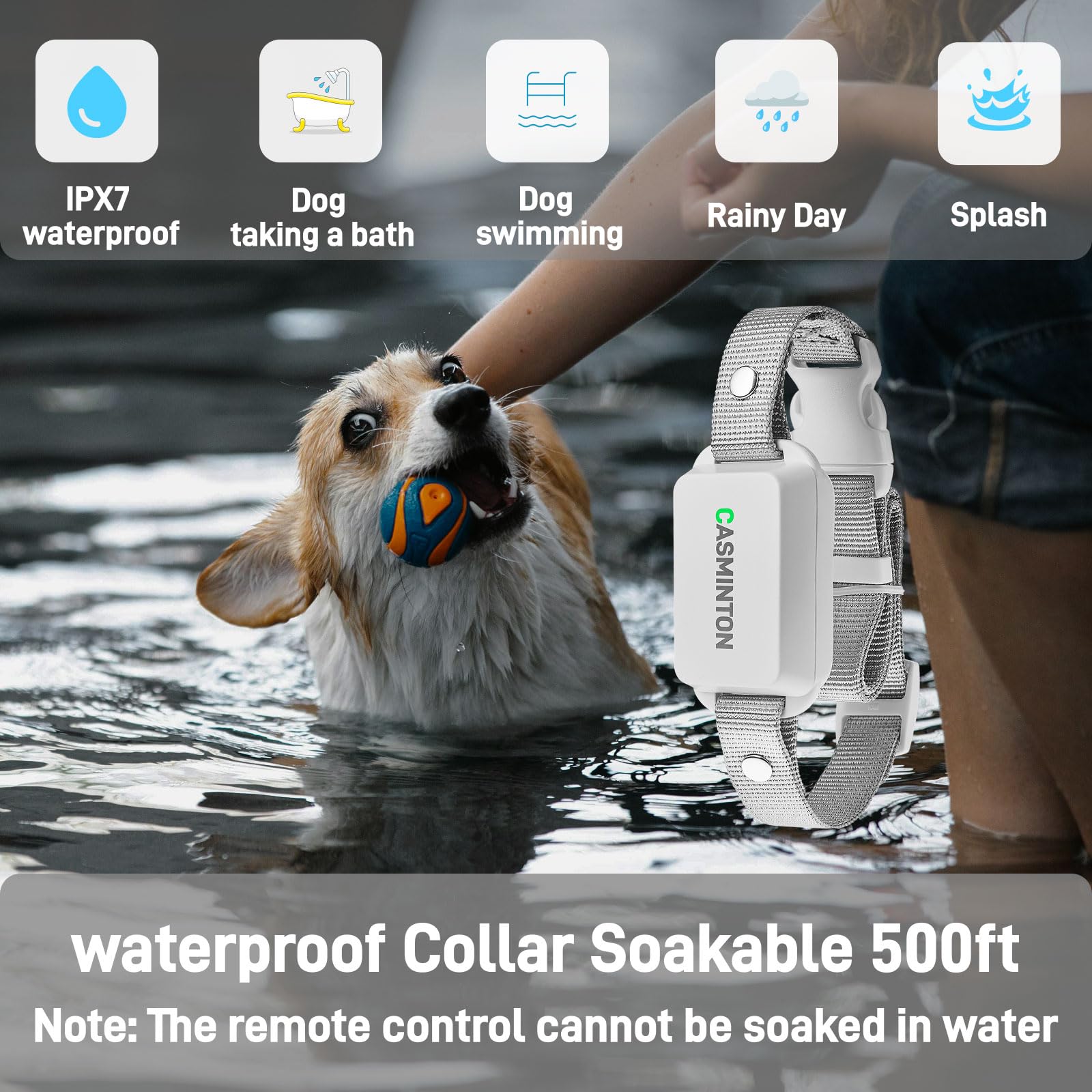 Casminton Premium Dog Training Collar With Remote - Rechargeable, Waterproof,Shock Off Mode,Beep/Vibration/Shock Modes, Adjustab