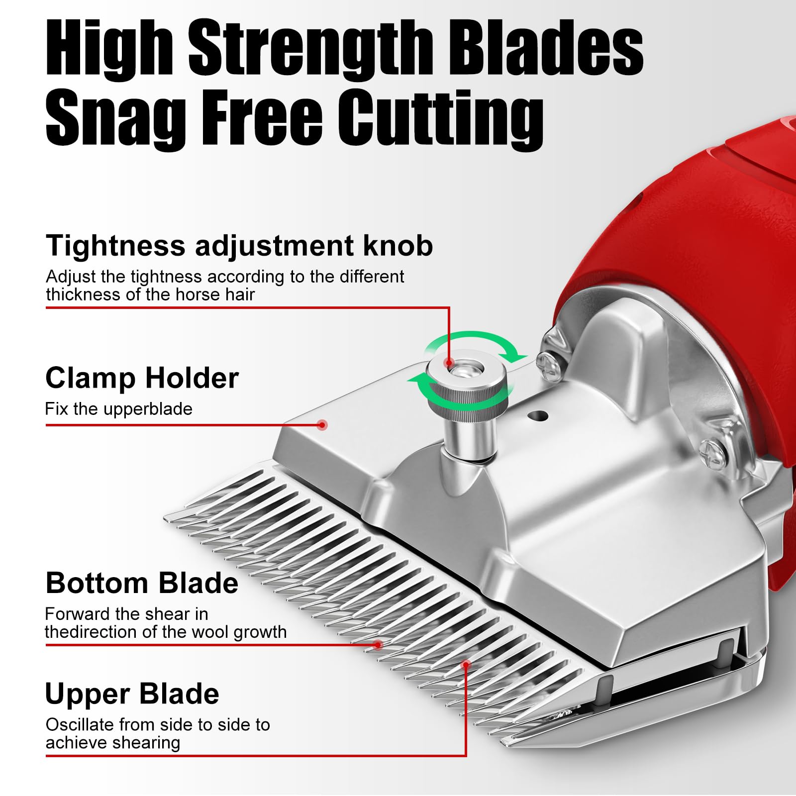 Vkdemer Cordless Horse Clippers,500W Heavy Duty Horse Grooming Clippers With 2 Pcs Rechargeable 3000Mah Lithium Battery,6 Speed