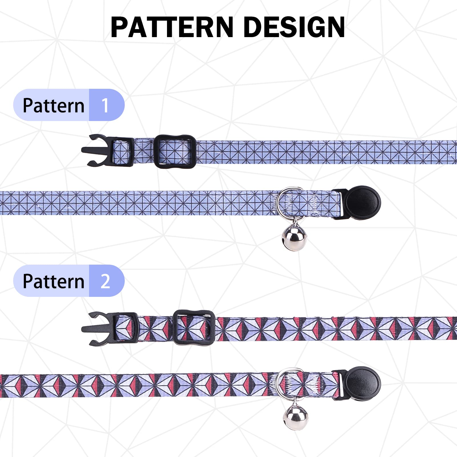 Dillybud Breakaway Cat Collar With Bell & Cute Pendant, 2 Pack Kitten Collars With Safety Buckle For Girl Boy Male Female Cats,