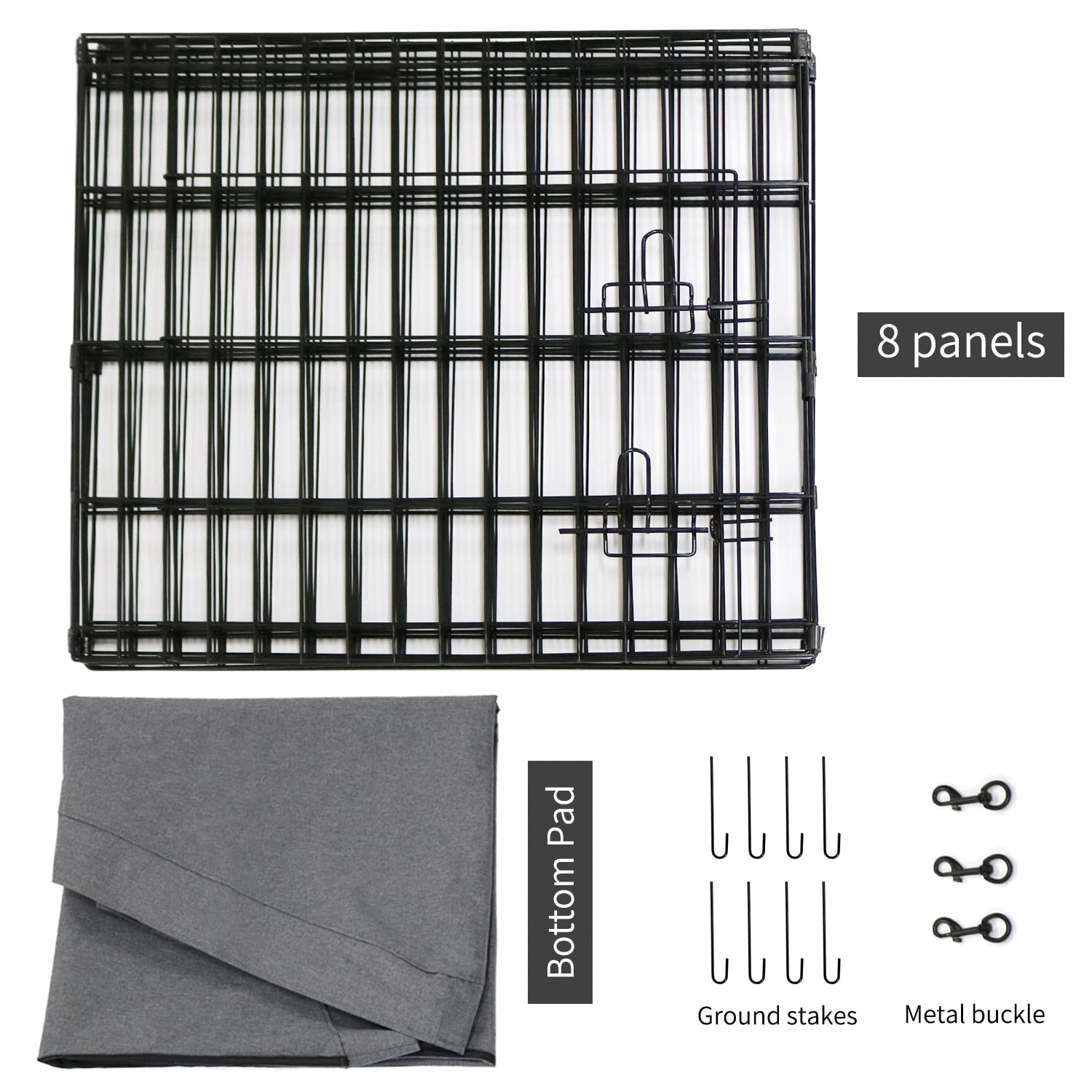 PETIME Foldable Metal Dog Exercise Pen/Pet Puppy Playpen Kennels Yard Fence Indoor/Outdoor 8 Panel 24  W x 24  H with Bottom Pad