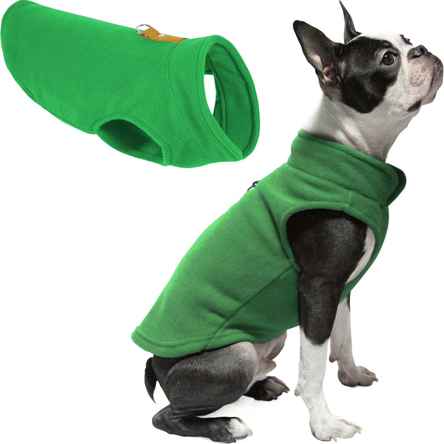 Gooby - Fleece Vest, Small Dog Pullover Fleece Jacket With Leash Ring, Green, X-Small