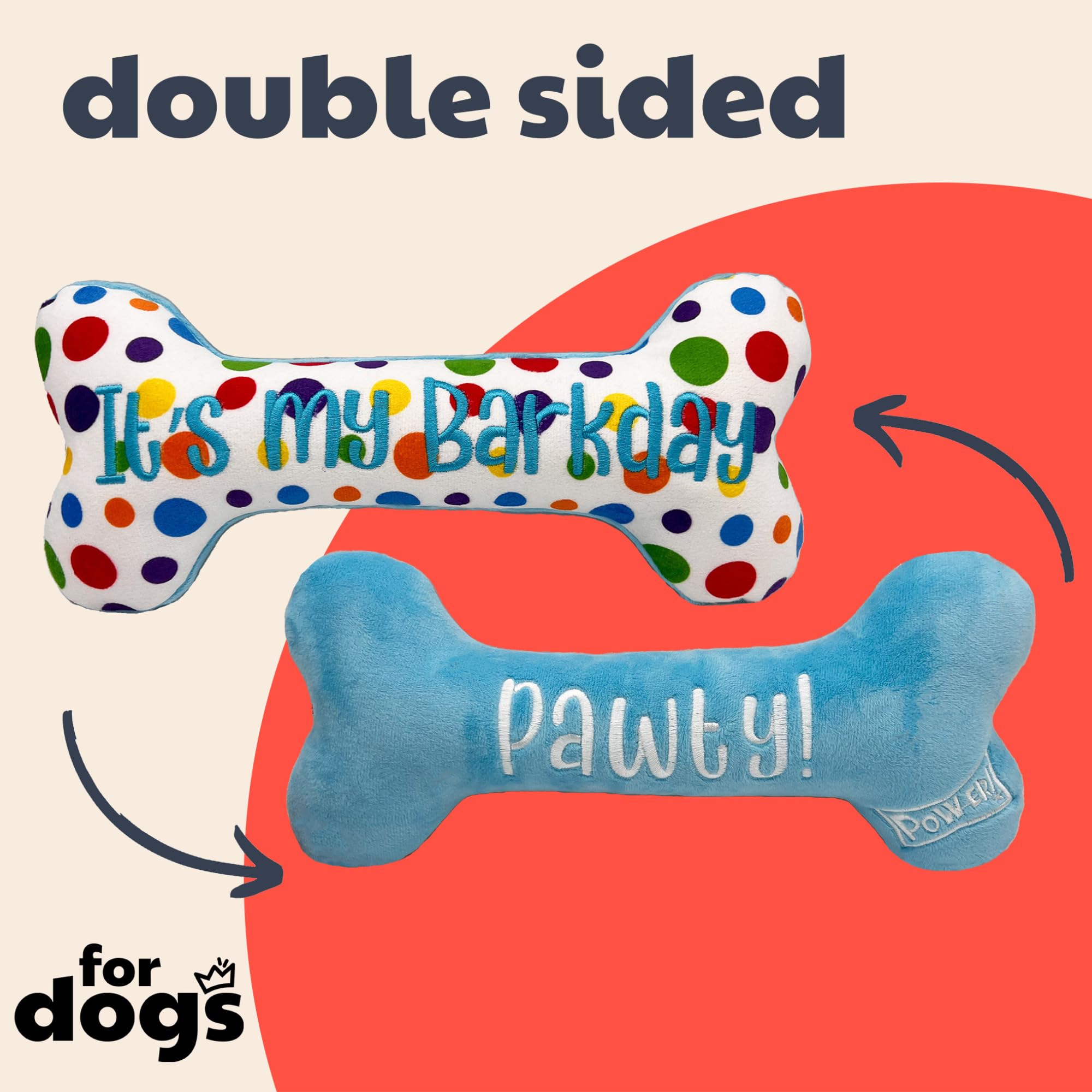 Huxley & Kent For Dogs - It'S My Barkday Bone (Large) - Birthday Funny Dog Toy - Power Plush Dog Toy With Squeaker - Fun, Durabl