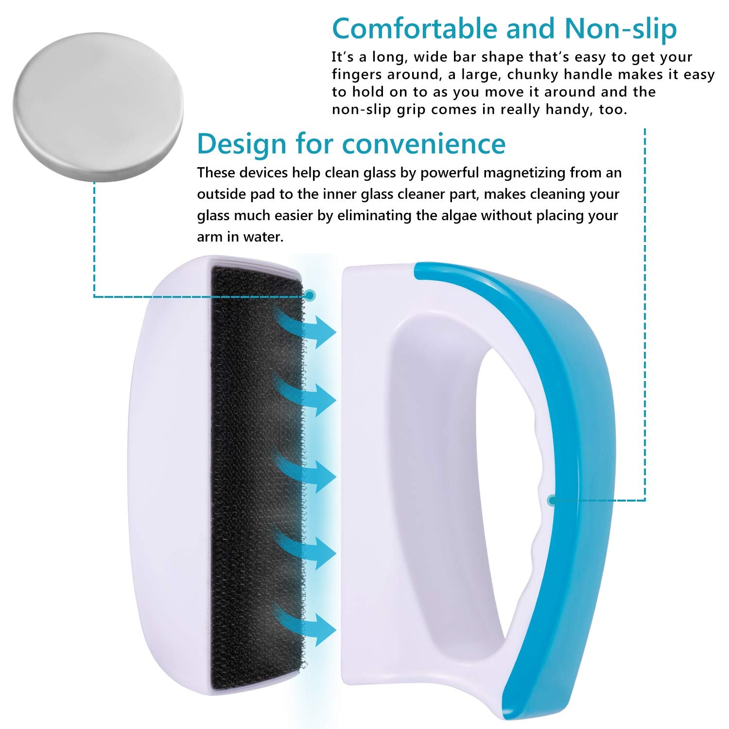 NEPTONION Magnetic Aquarium Fish Tank Glass Algae scrapers Glass Cleaner Scrubber Clean Brush [Floating,Scratch-Free,Non-Slip,ma